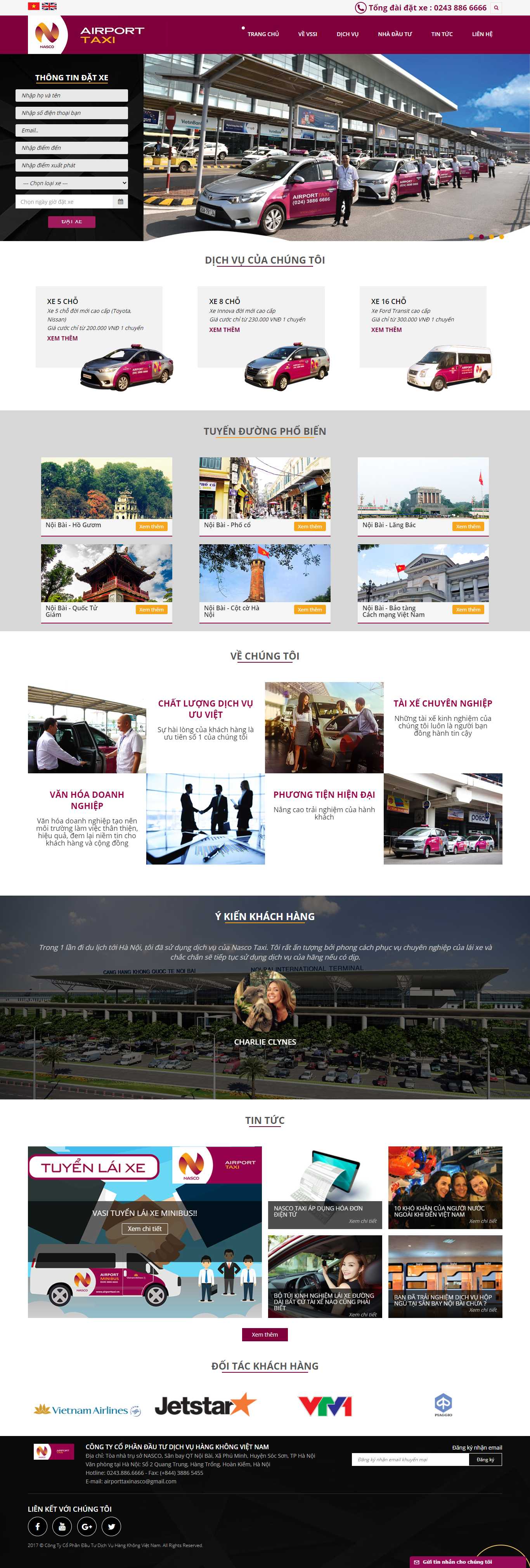 Thiết kế Web hãng taxi airporttaxi.vn