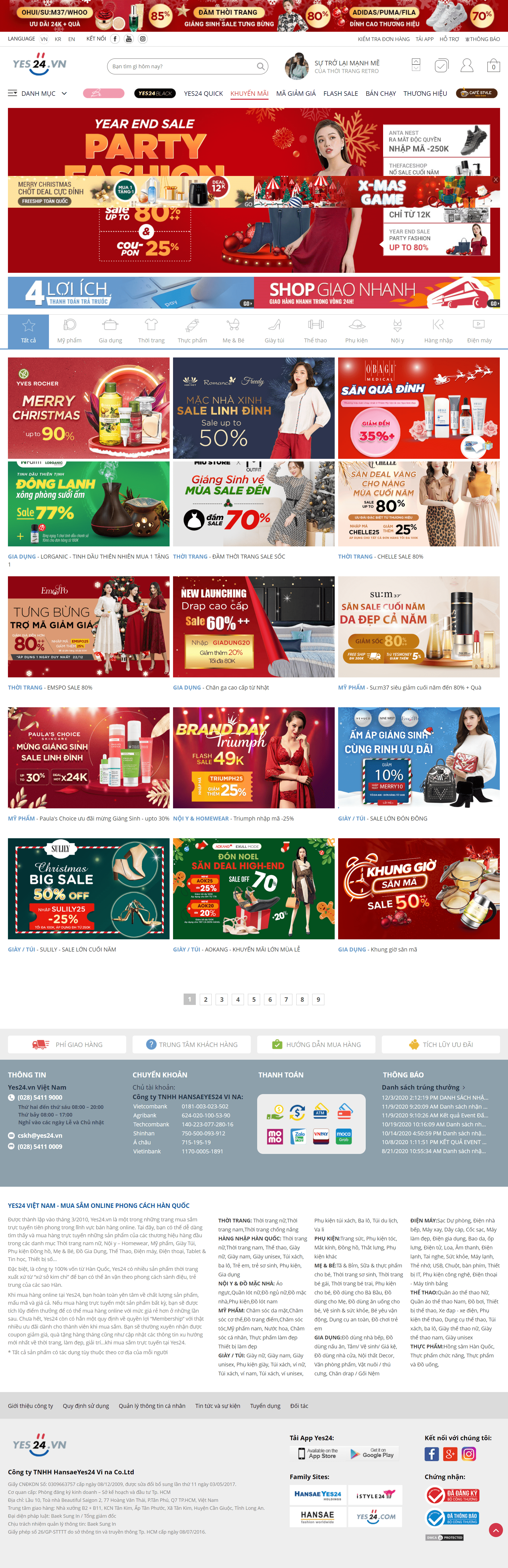 Thiết kế Web chợ online yes24.vn