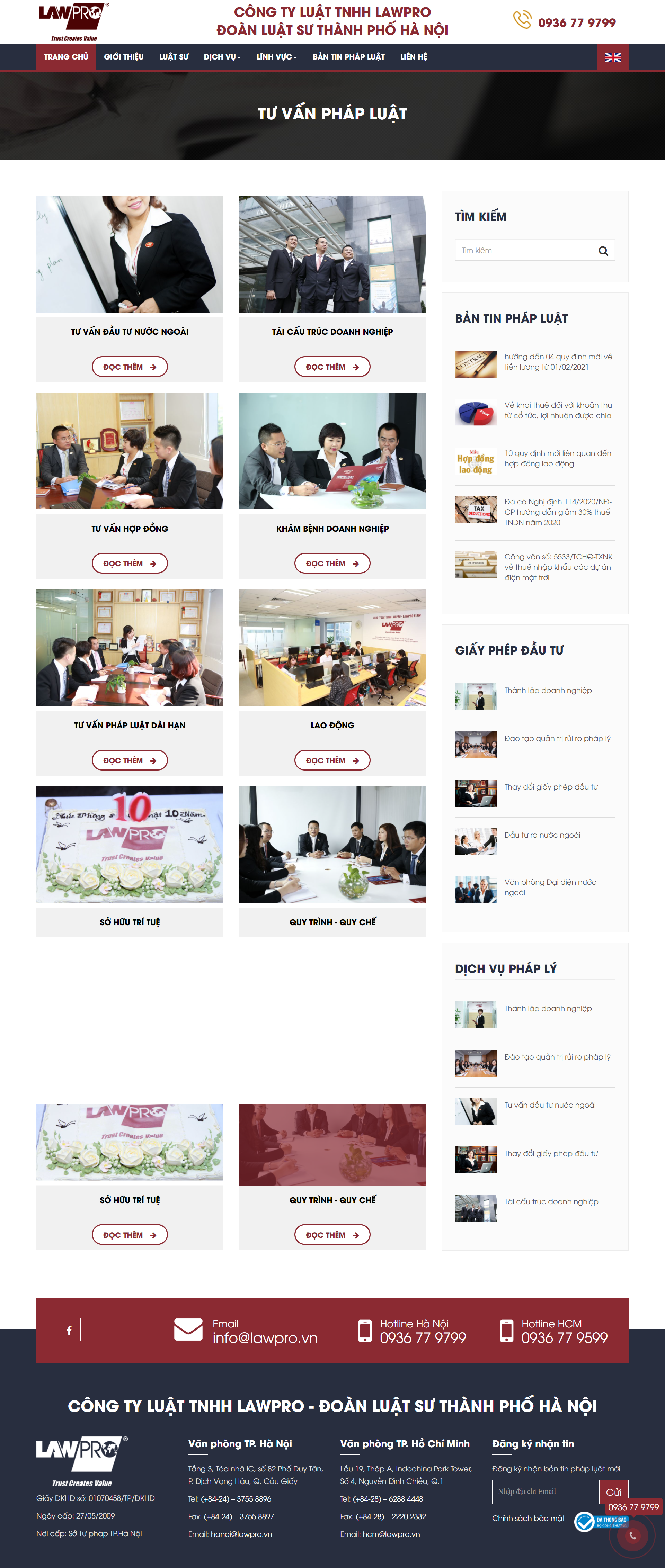 Thiết kế Web công ty luật lawpro.com.vn