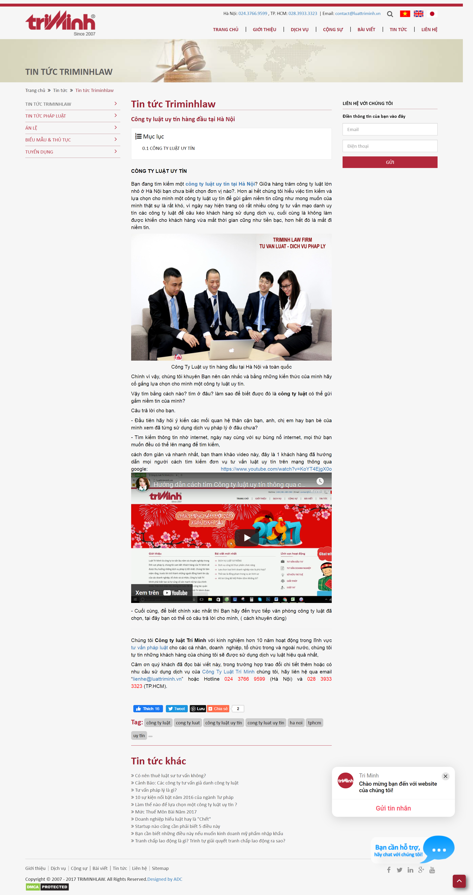 Thiết kế Web công ty luật luattriminh.vn