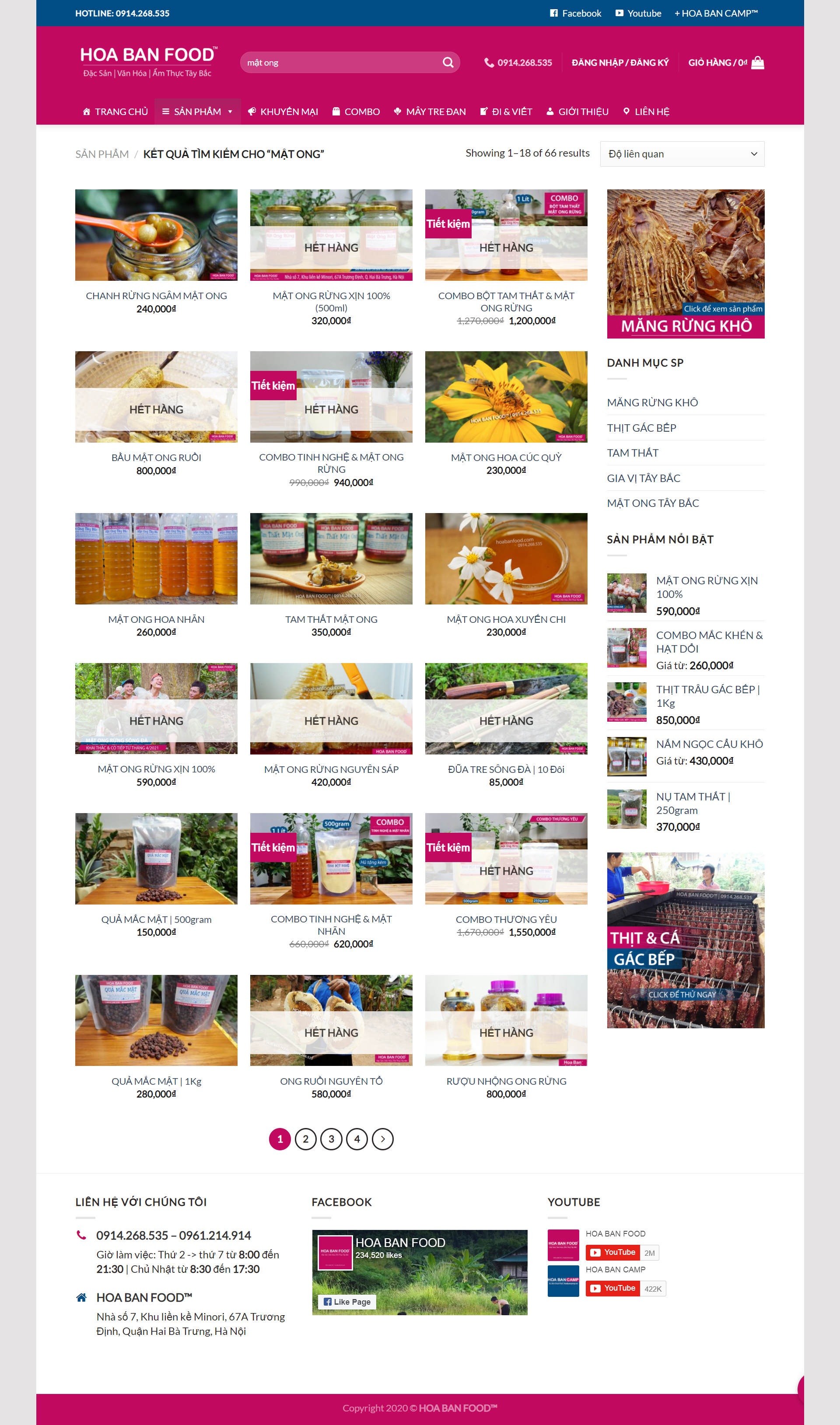 Thiết kế Web mật ong thiên nhiên hoabanfood.com