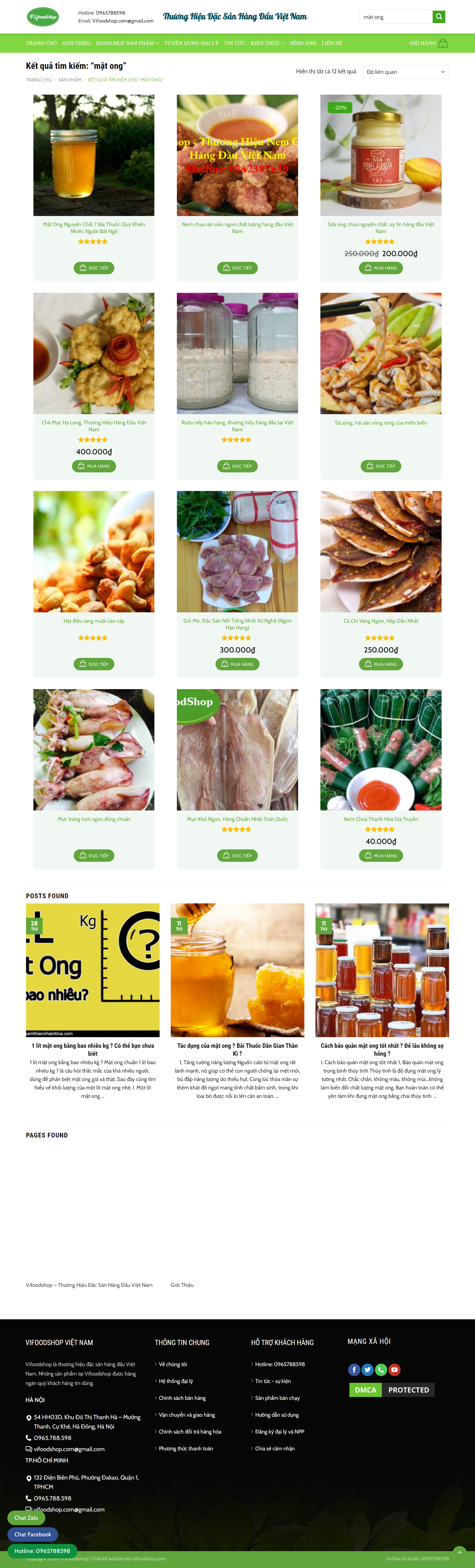 Thiết kế Web mật ong thiên nhiên vifoodshop.com