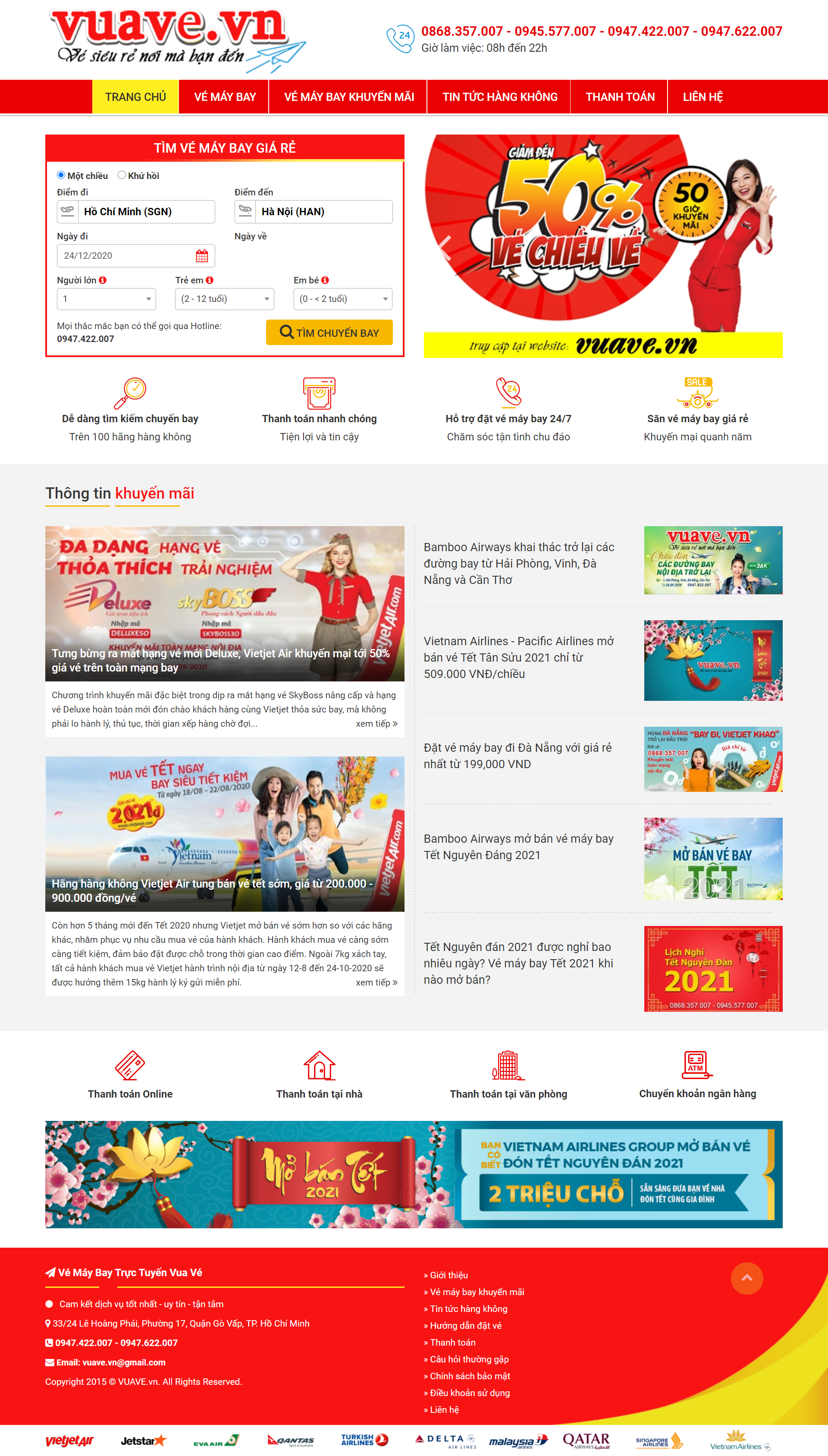 Thiết kế Web đặt vé máy bay trực tuyến vuave.vn