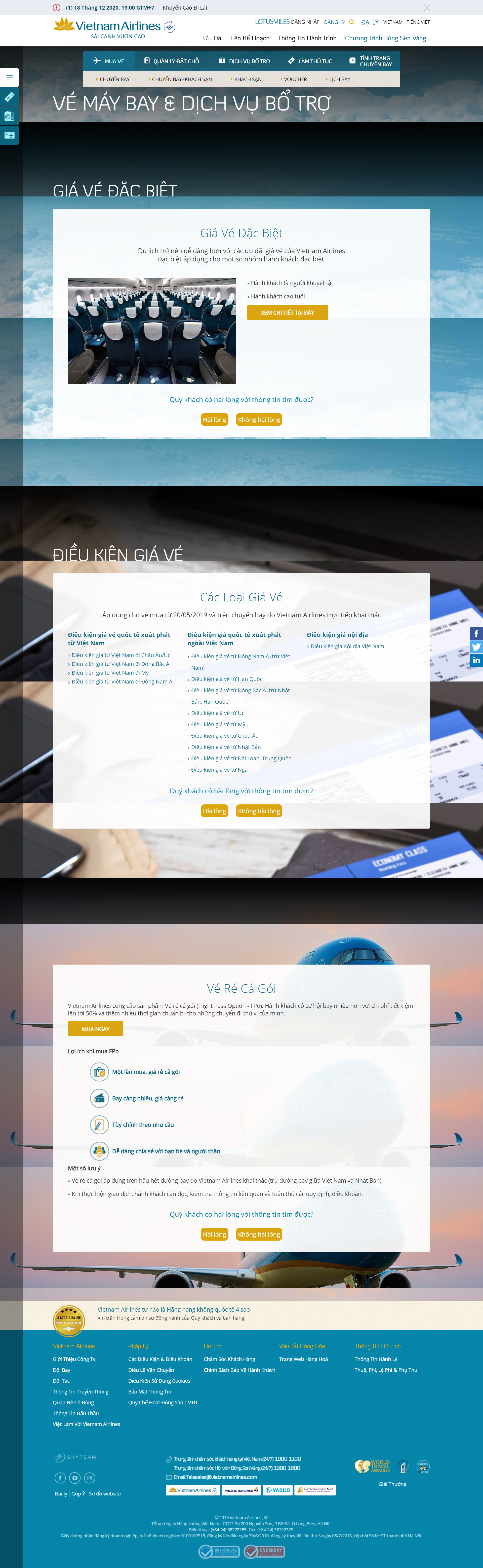 Thiết kế Web đặt vé máy bay trực tuyến vietnamairlines.com