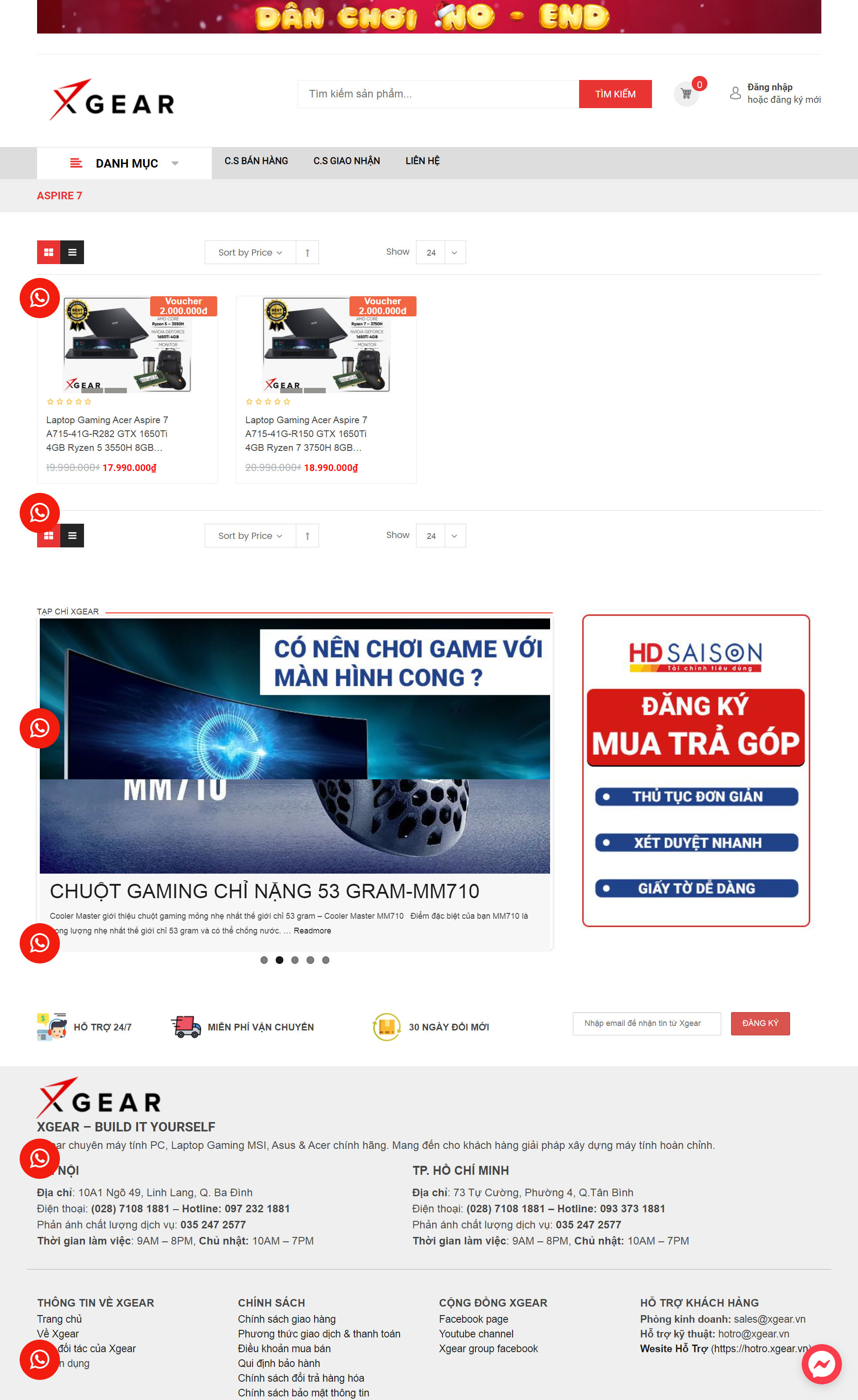 Thiết kế Web máy tính kỹ thuật số xgear.vn