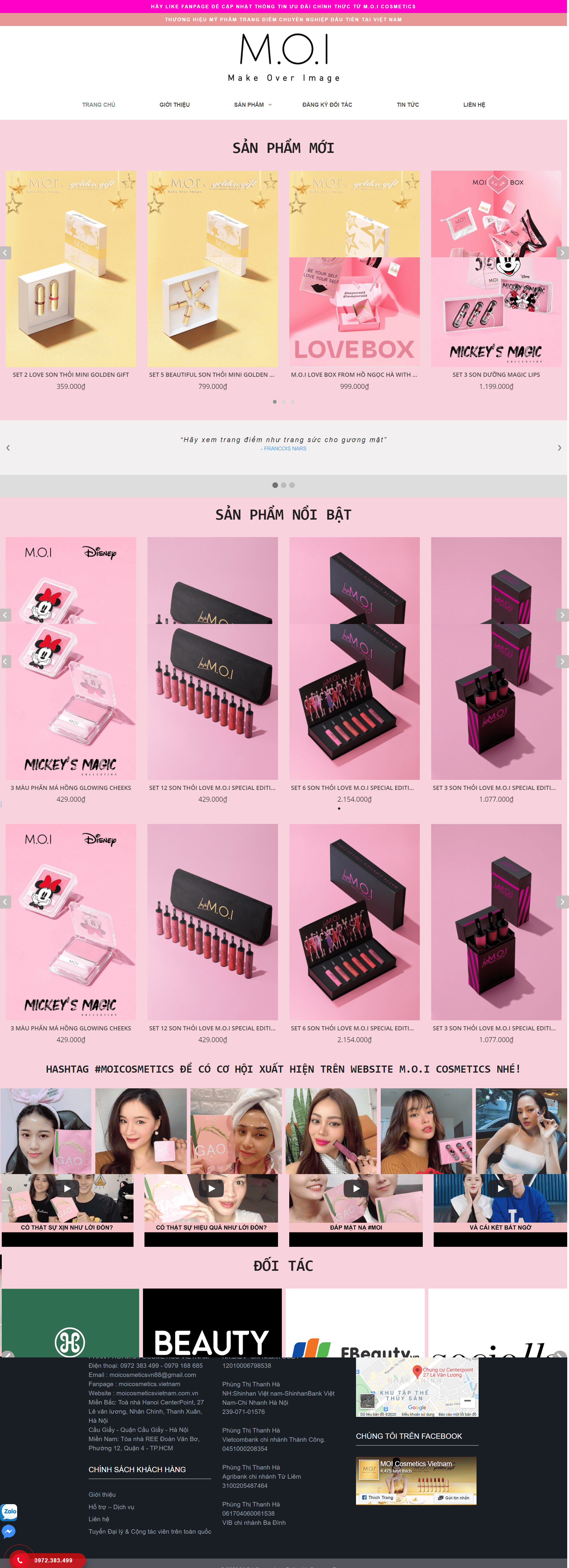 Thiết kế Web load nhanh moicosmeticsvietnam.com.vn