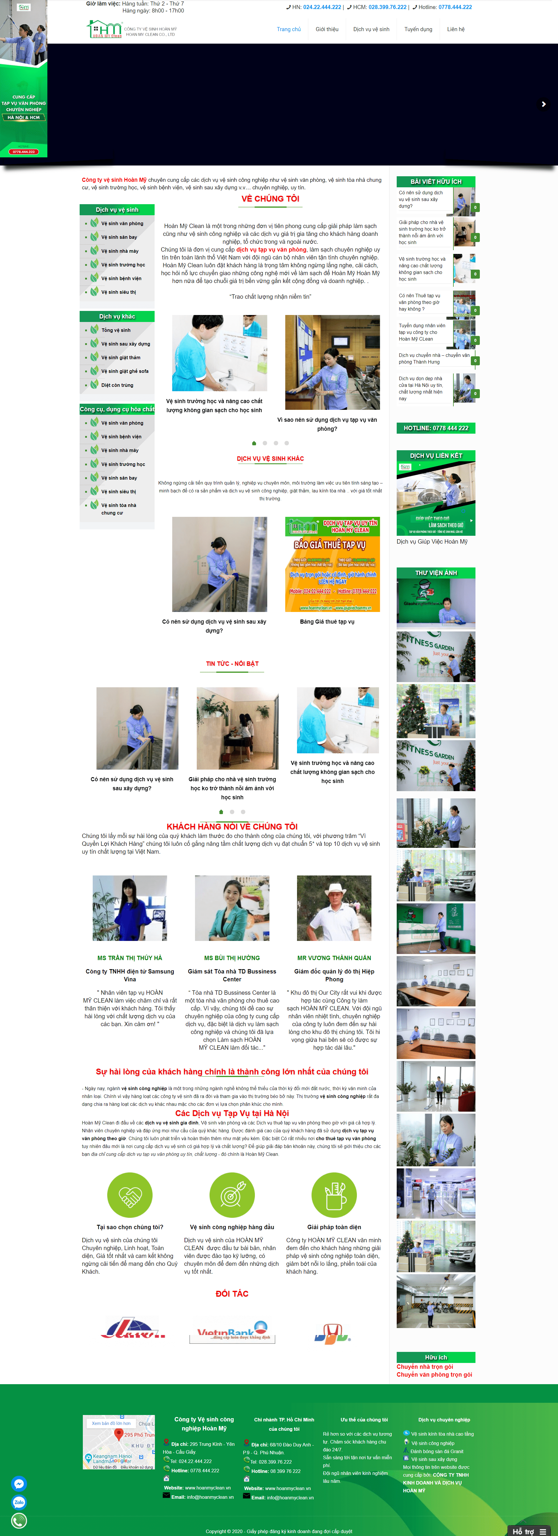 Thiết kế Web siêu việt hoanmyclean.vn