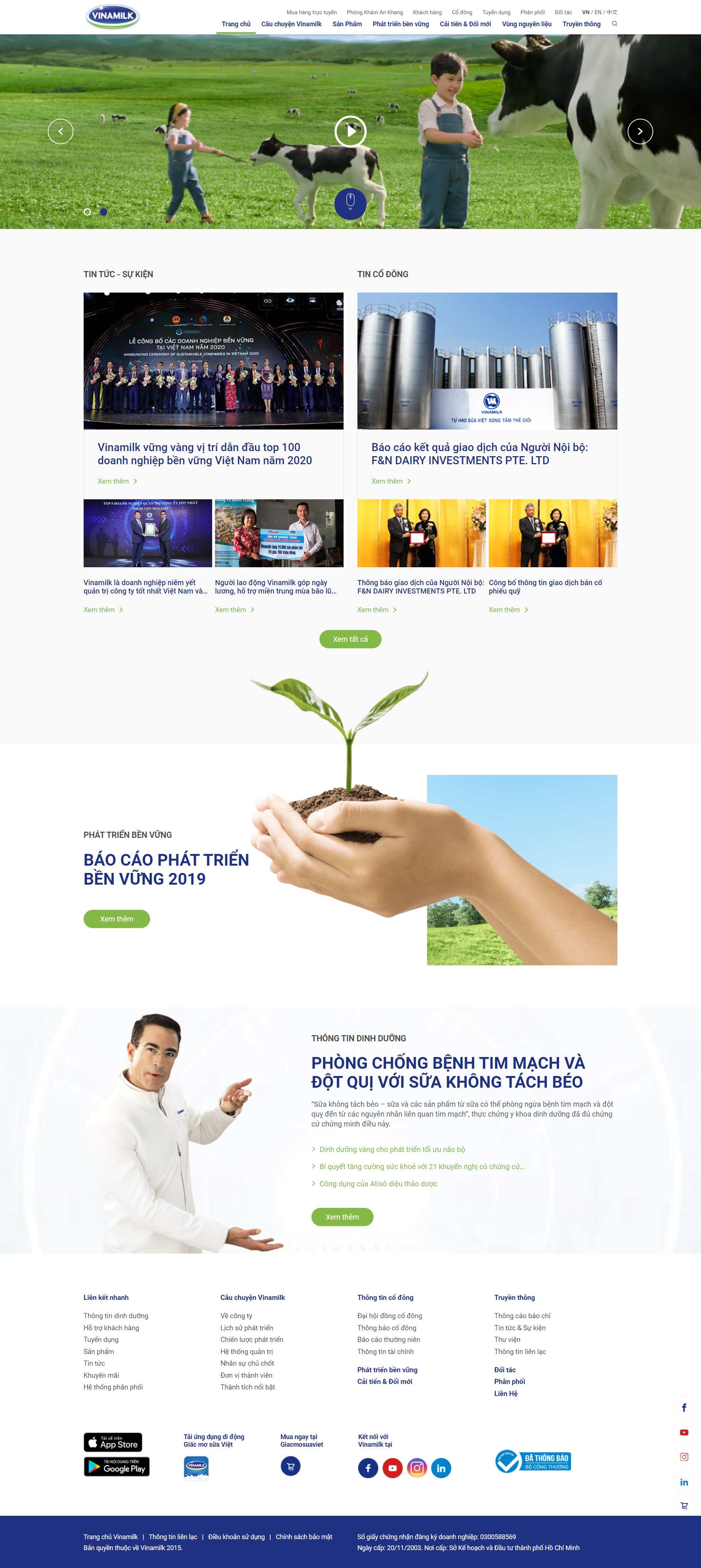 Thiết kế Web đống đa vinamilk.com.vn