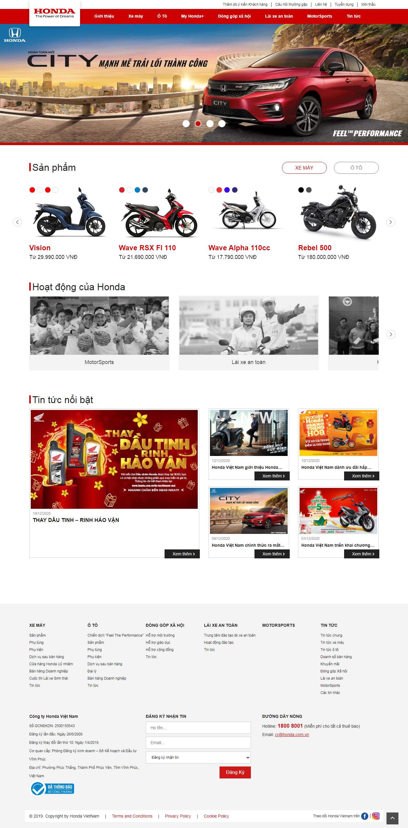 Thiết kế Web quận bắc từ liêm honda.com.vn