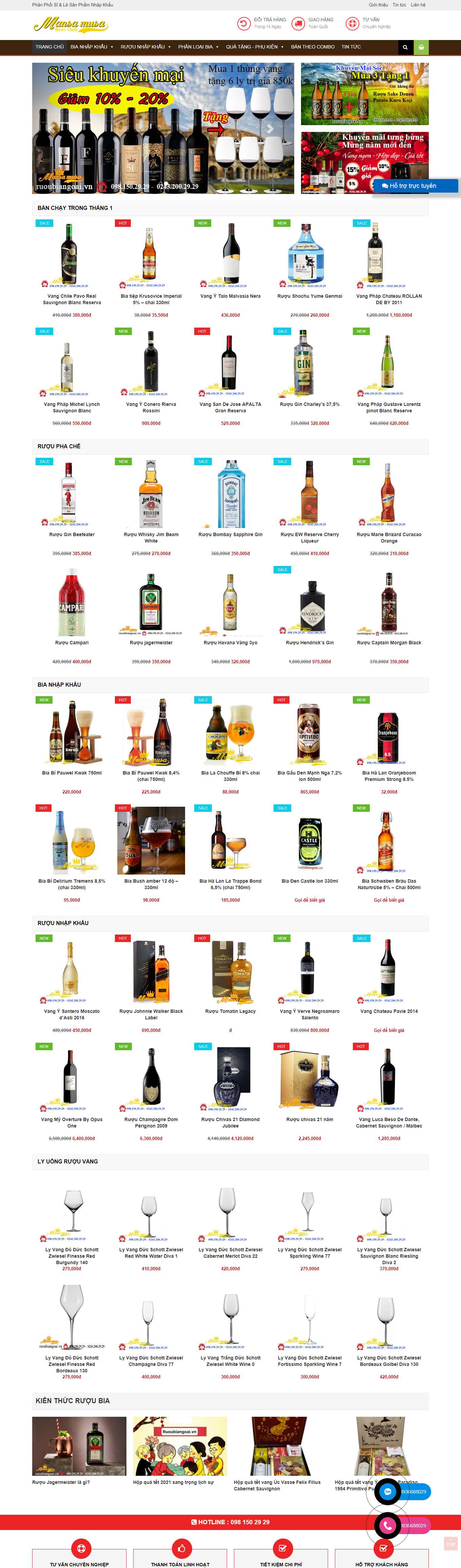 Thiết kế Web mẫu có sẵn ruoubiangoai.vn