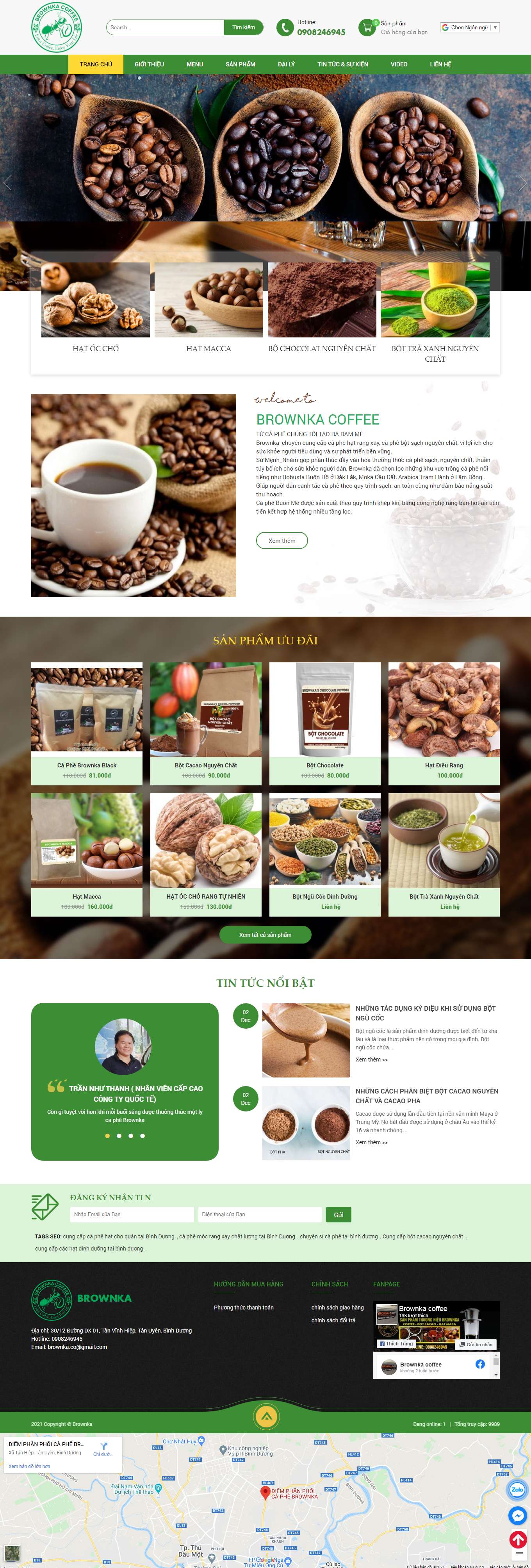 Thiết kế Web số 1 việt nam brownkacoffee.com