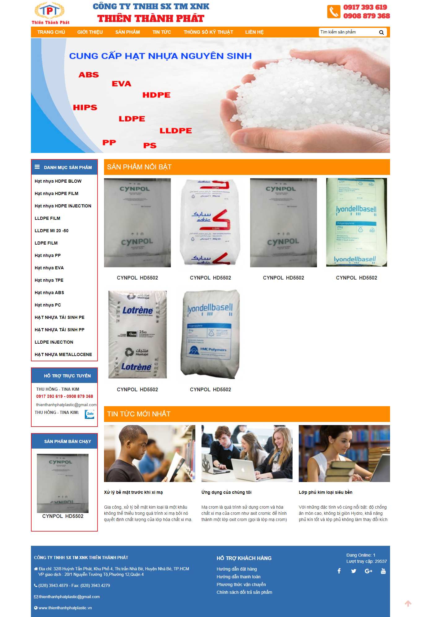 Thiết kế Web online thienthanhphatplastic.vn