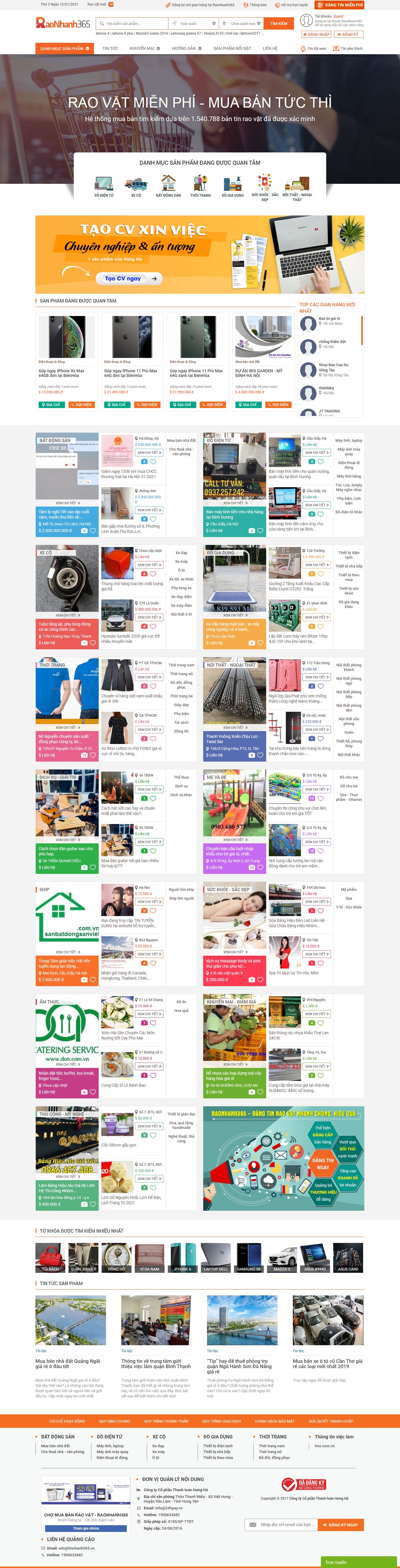 Thiết kế Web rao thuê raonhanh365.vn