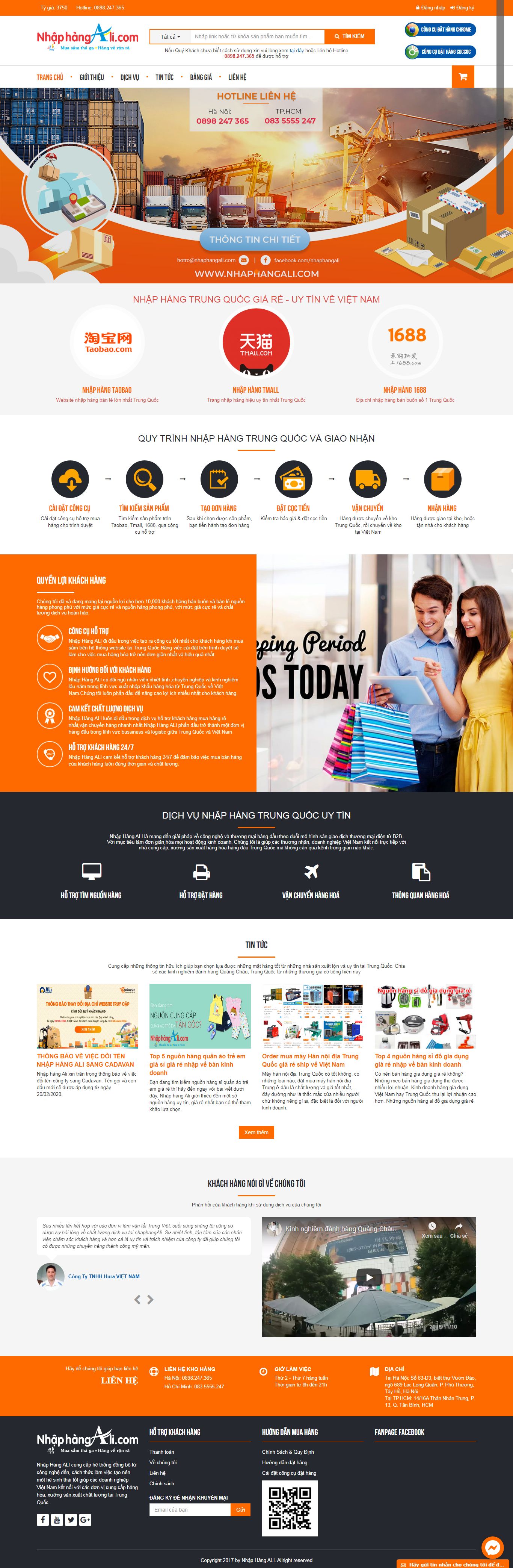 Thiết kế Web bán lẻ nhaphangali.com