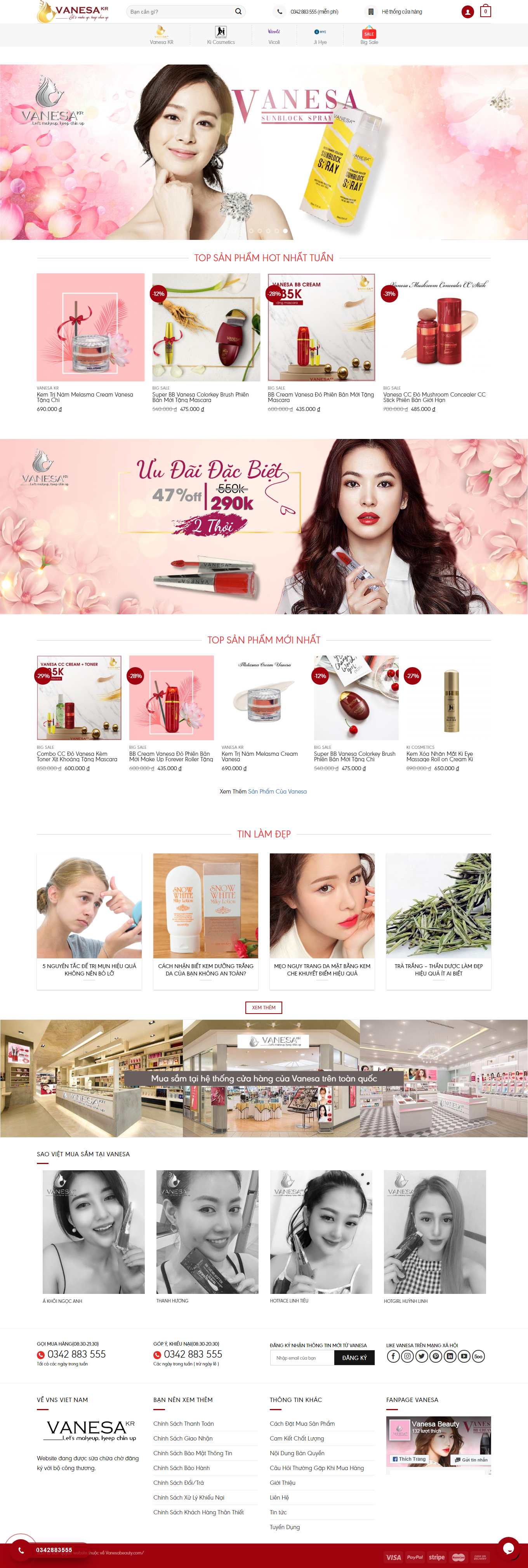 Thiết kế Web cực rẻ vanesabeauty.com
