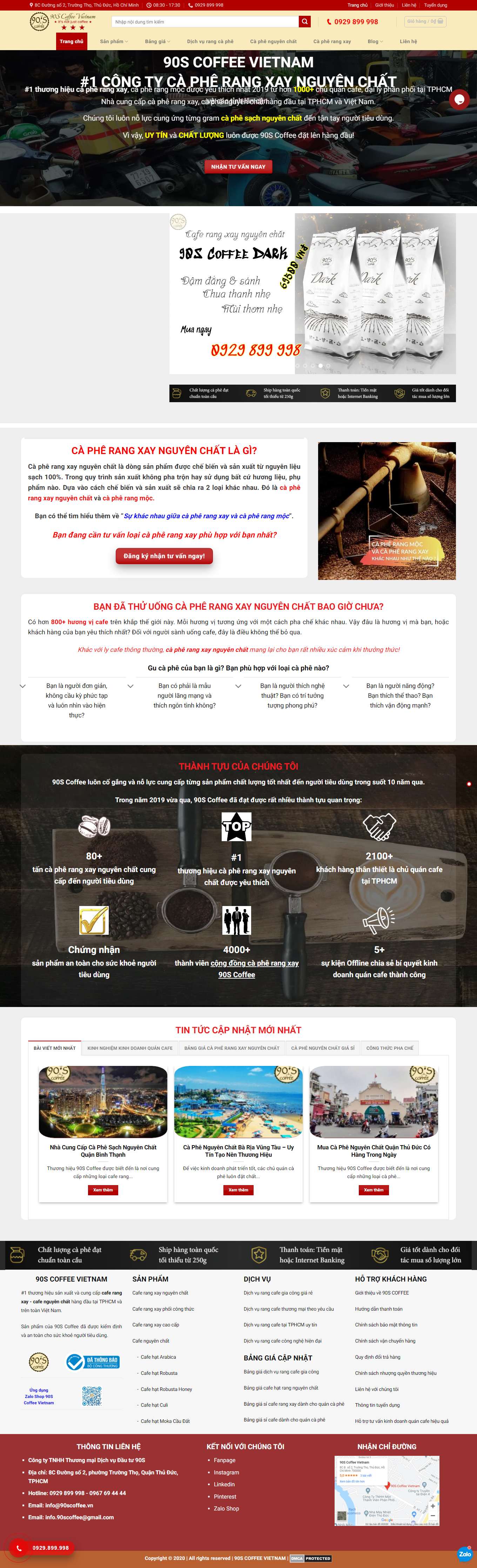 Thiết kế Web quán cafe 90scoffee.vn