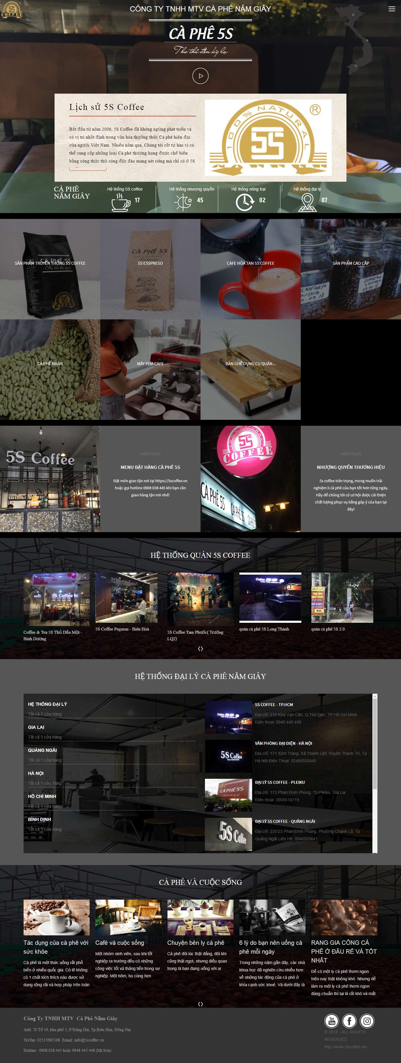 Thiết kế Web quán cafe 5scoffee.vn