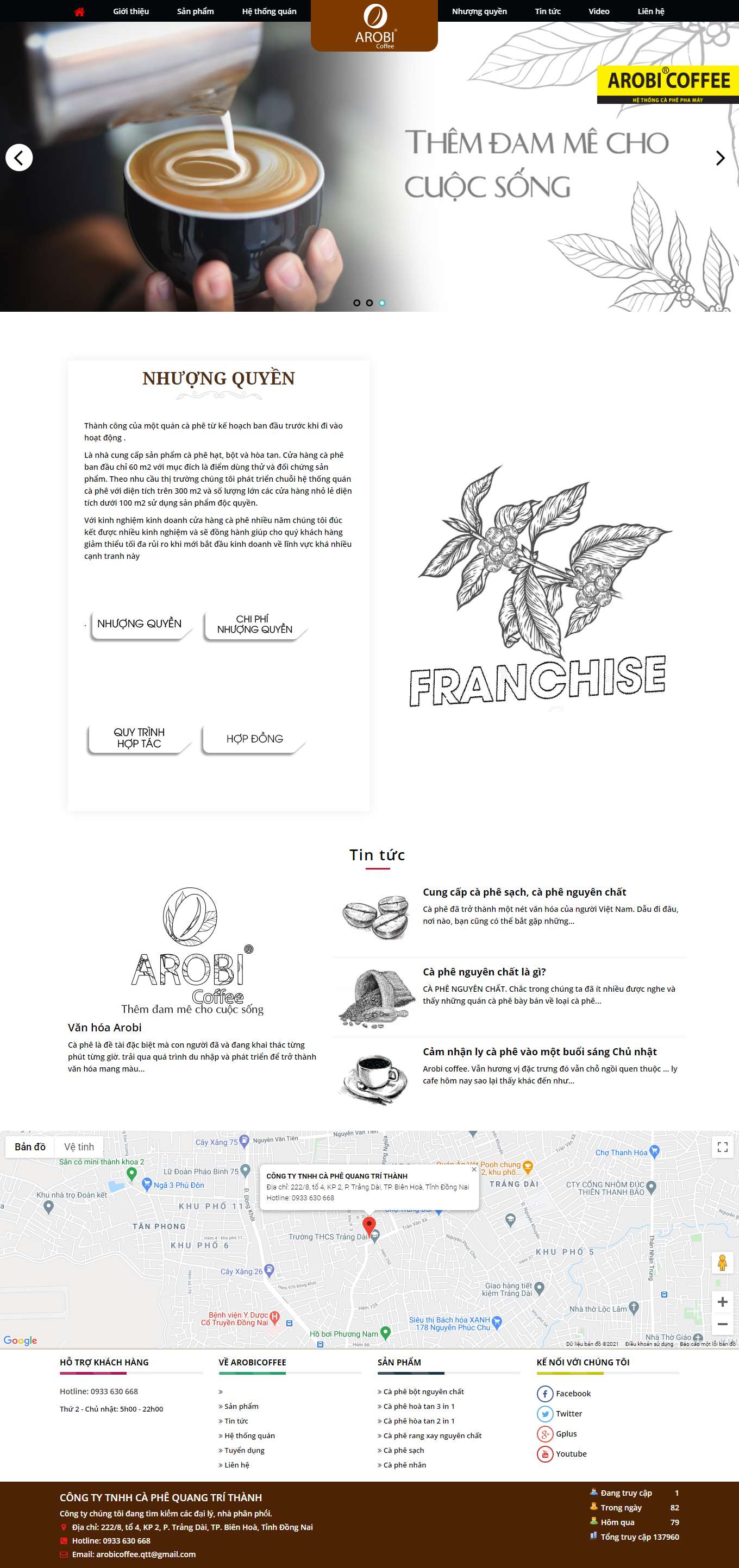 Thiết kế Web quán cafe arobicoffee.com