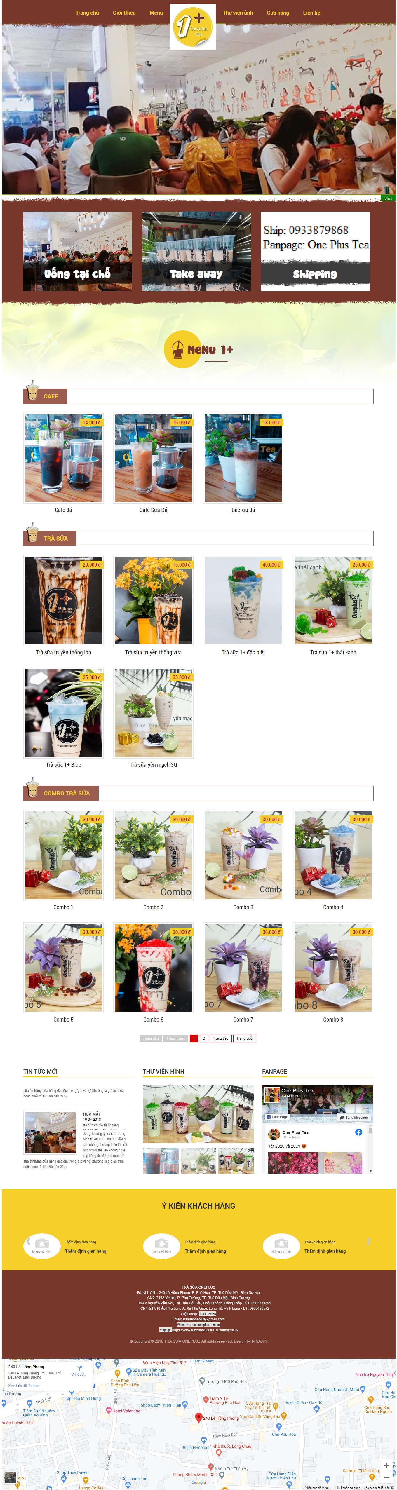 Thiết kế Web quán cafe trasuaoneplus.com.vn