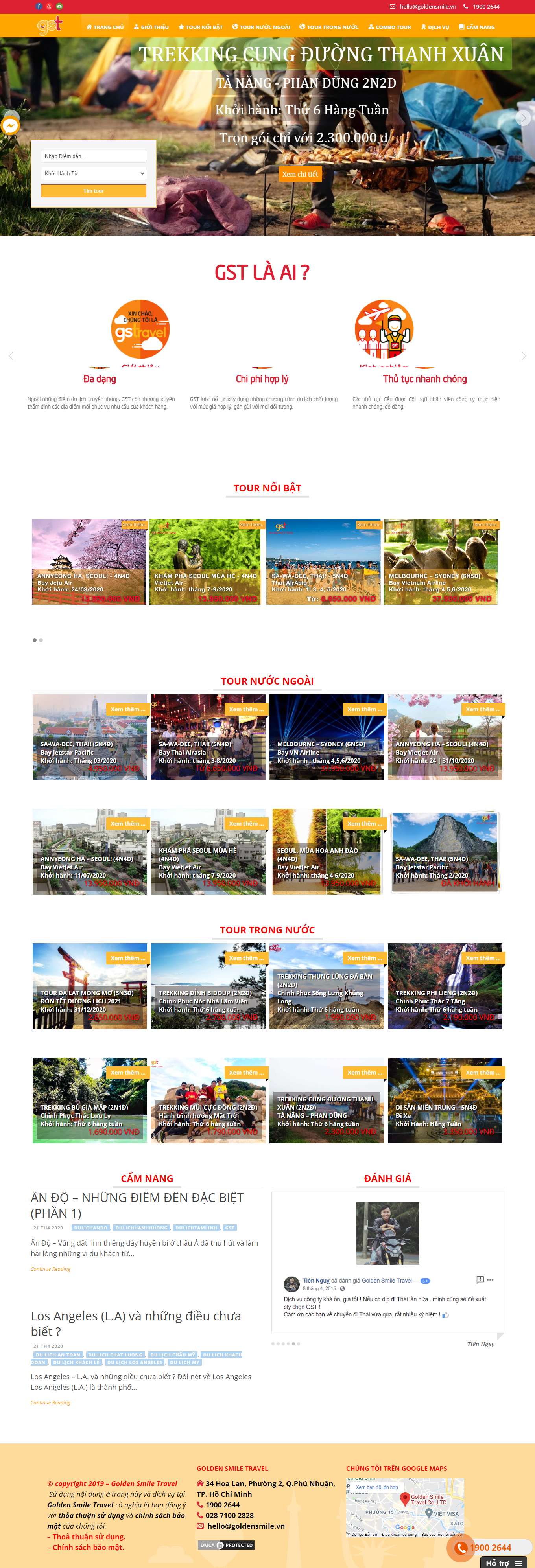 Thiết kế Web du lịch chuyên nghiệp goldensmiletravel.com