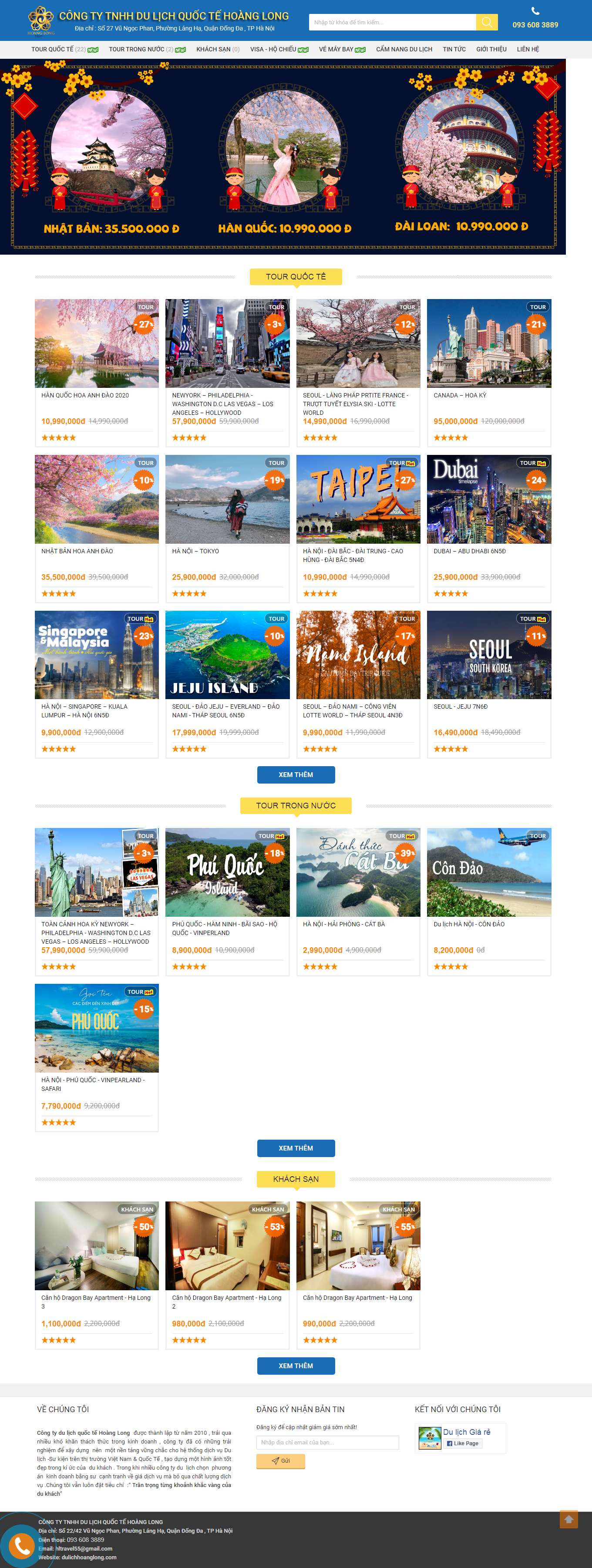 Thiết kế Web du lịch chuyên nghiệp dulichhoanglong.com