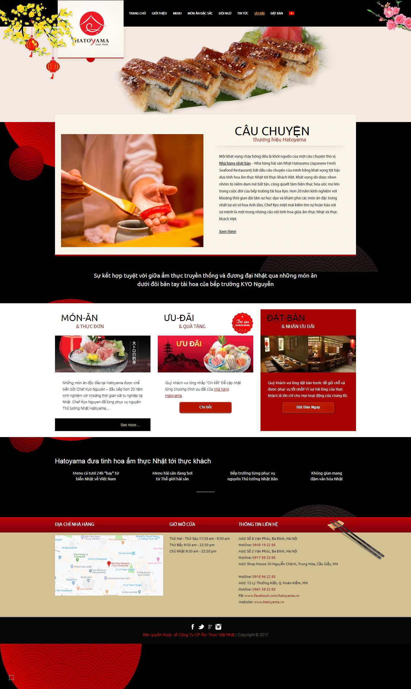 Thiết kế Web nhà hàng quán cafe quán ăn hatoyama.vn