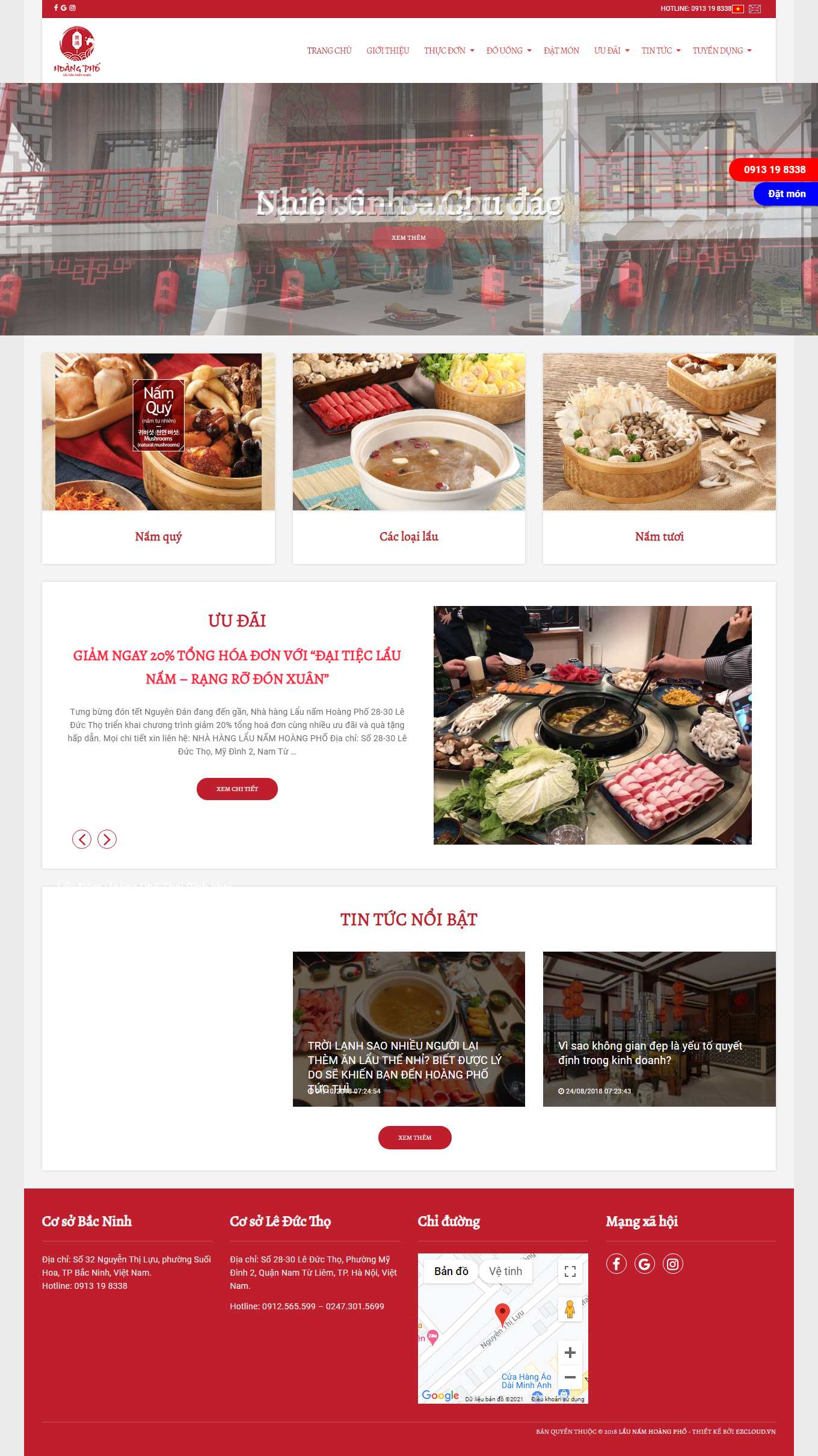 Thiết kế Web nhà hàng quán cafe quán ăn launamhoangpho.vn