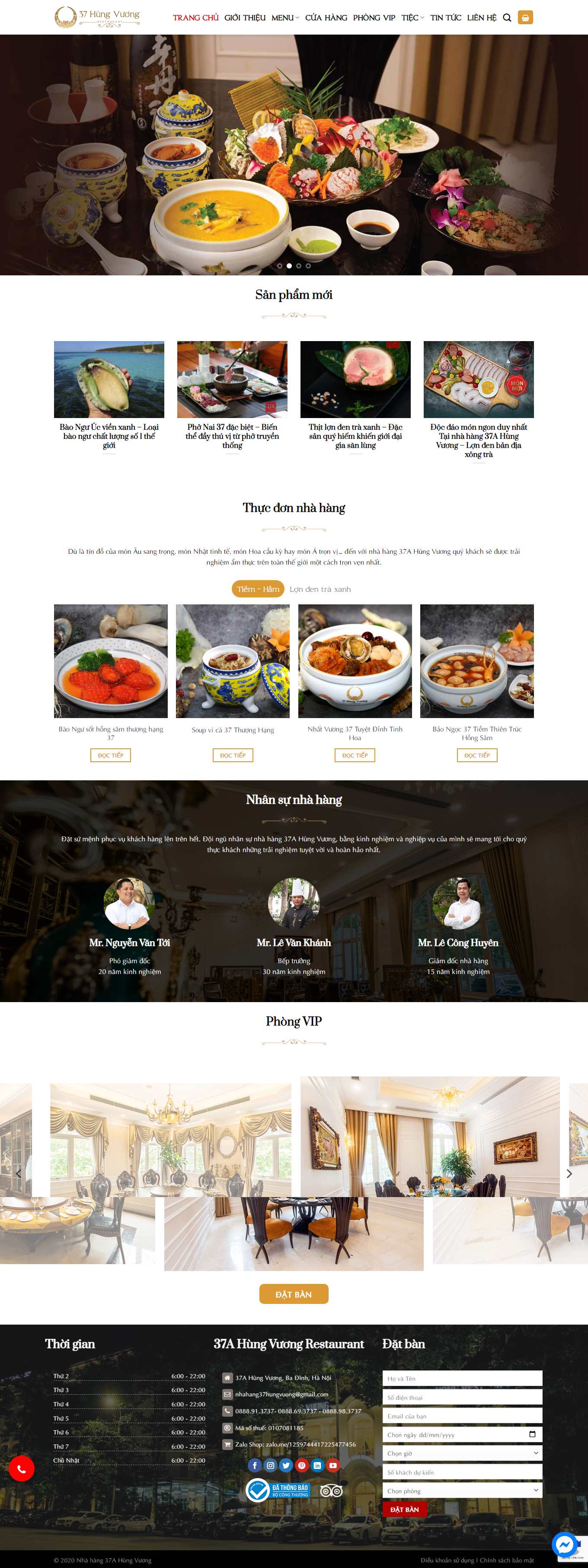 Thiết kế Web nhà hàng quán cafe quán ăn nhahang37hungvuong.com