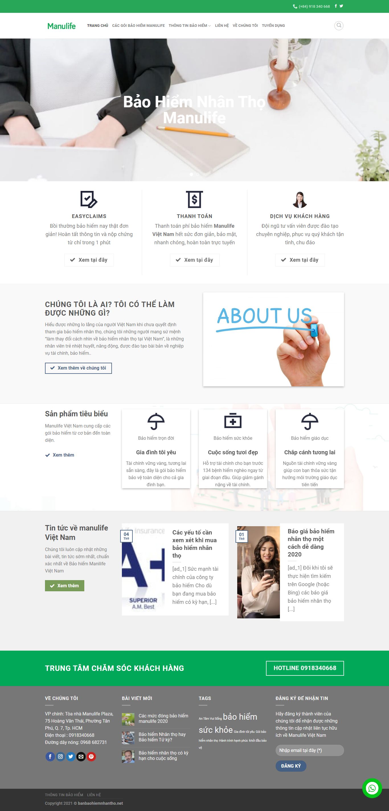 Thiết kế Web hệ thống đại lý banbaohiemnhantho.net