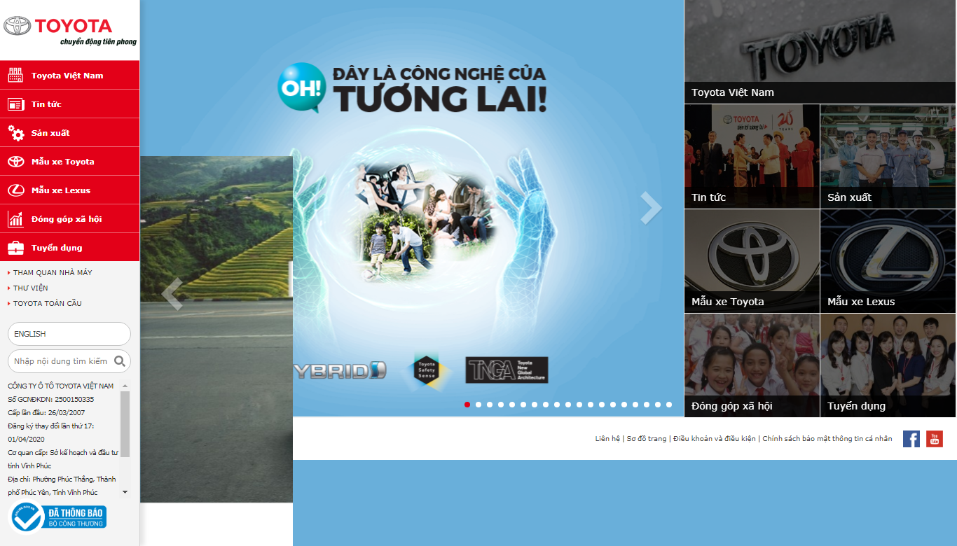 Thiết kế Web hệ thống đại lý toyotavn.com.vn