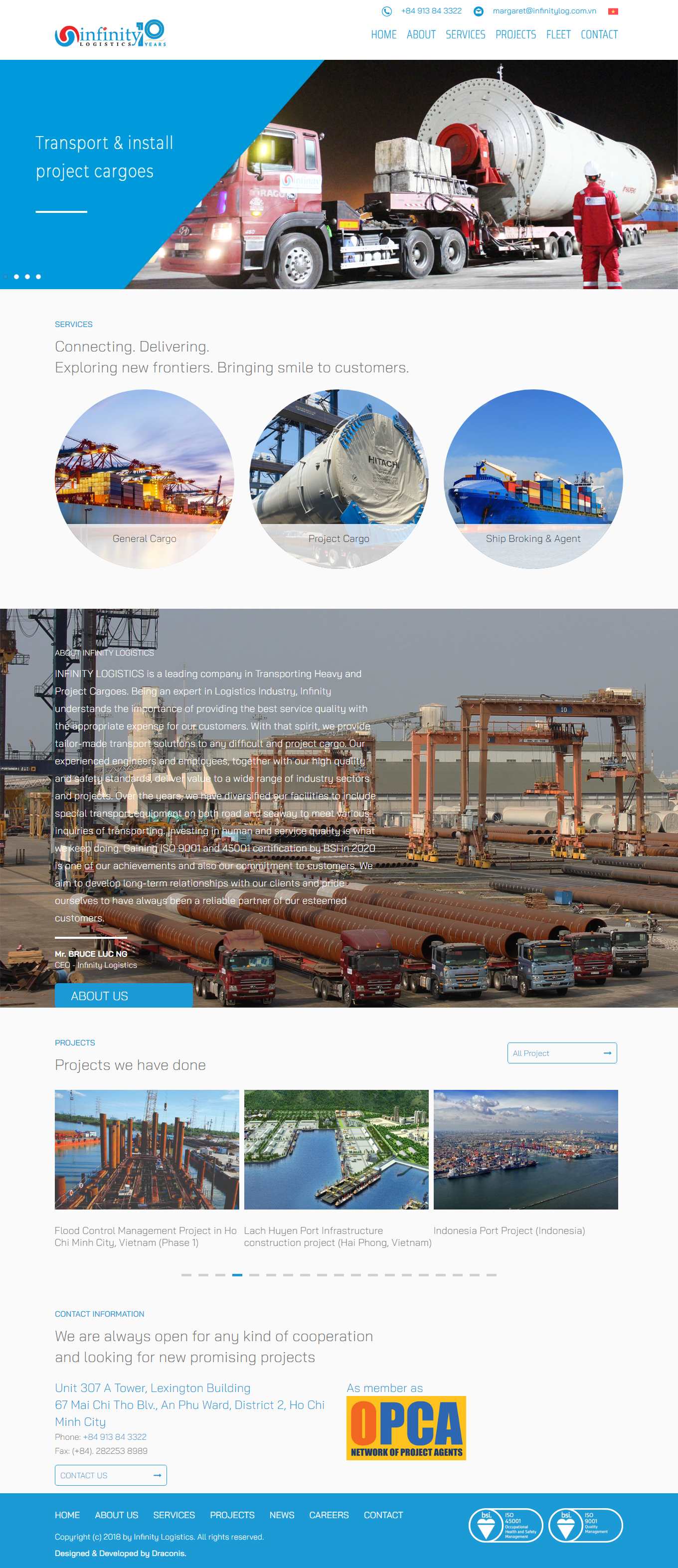 Thiết kế Web vận chuyển kho bãi infinitylog.com.vn