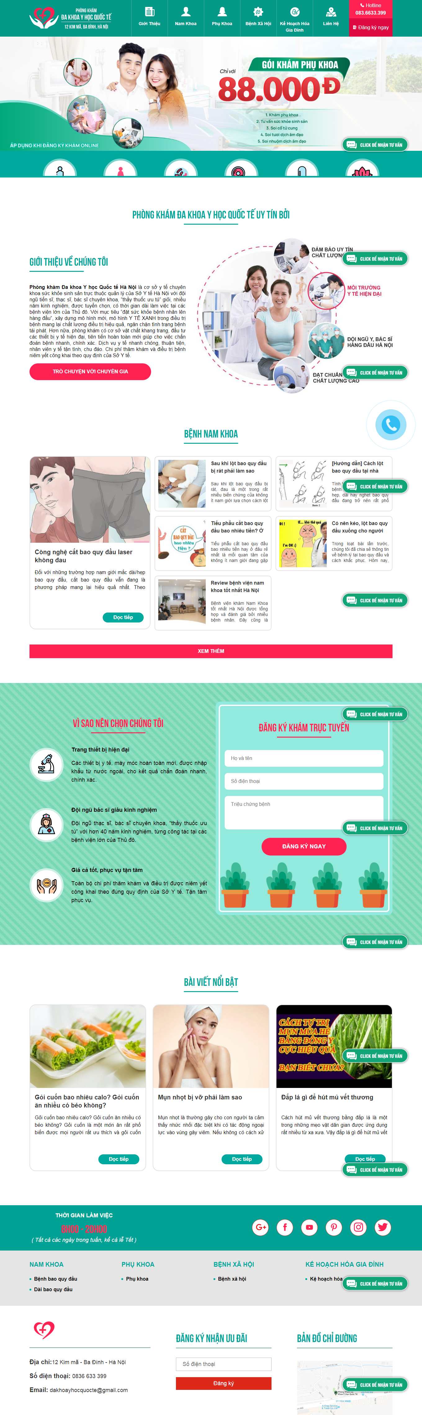 Thiết kế Web sức khỏe y tế dược yhocquoctehanoi.com