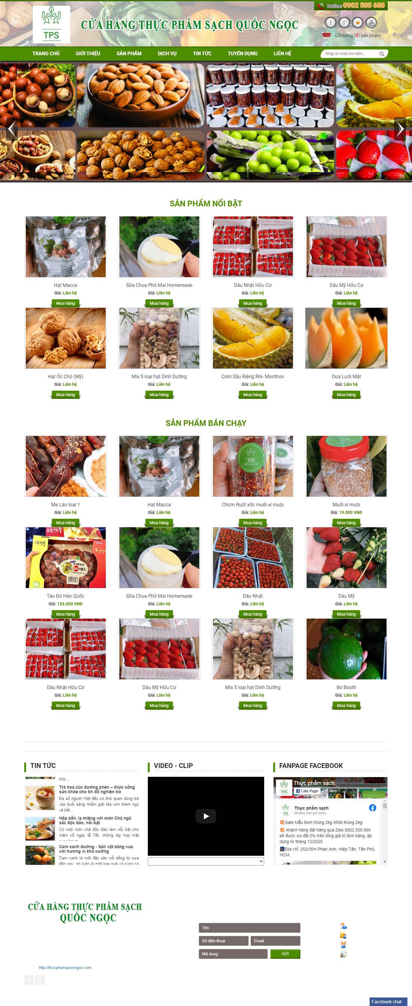 Thiết kế Web thực phẩm dinh dưỡng thucphamquocngoc.com