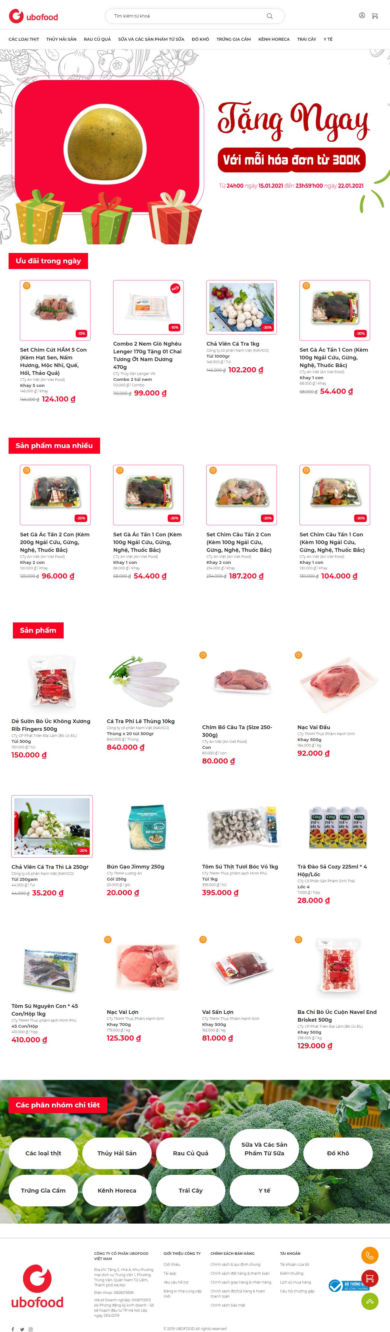 Thiết kế Web thực phẩm dinh dưỡng ubofood.com
