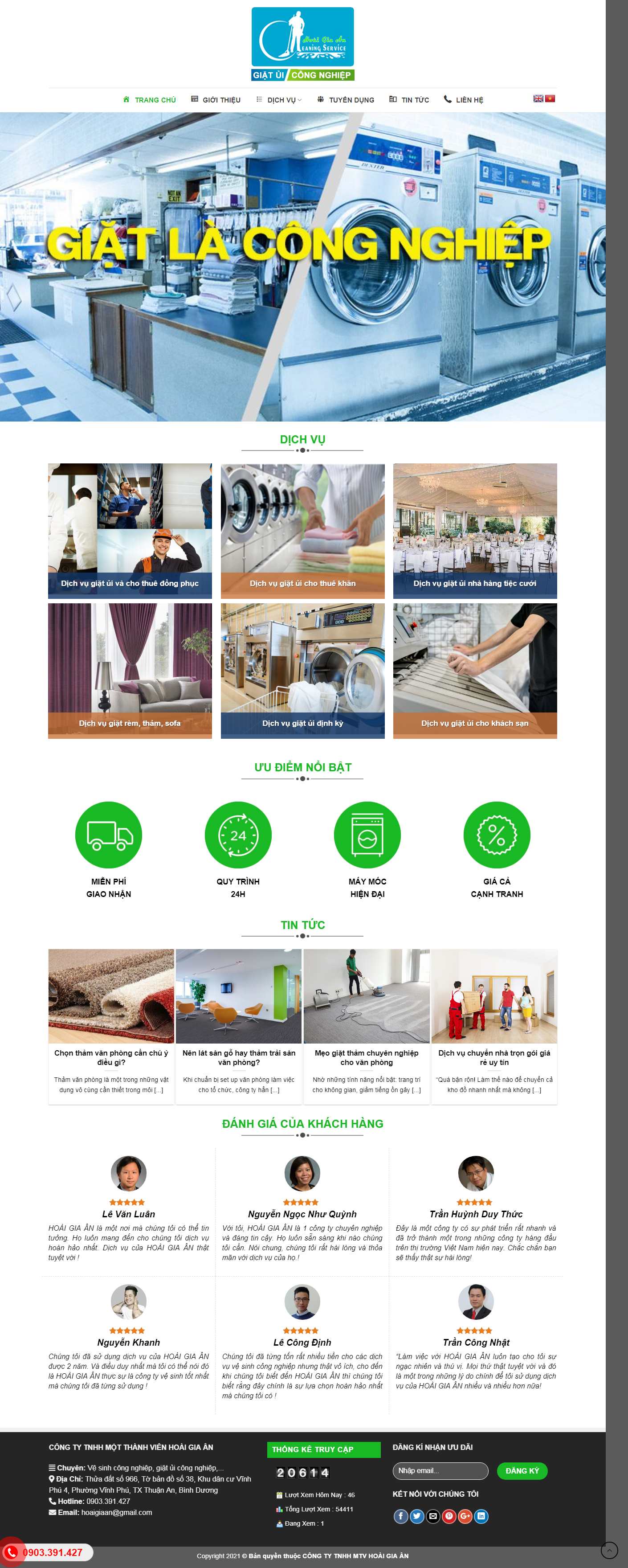 Thiết kế Web giặt là công nghiệp hoaigiaan.com