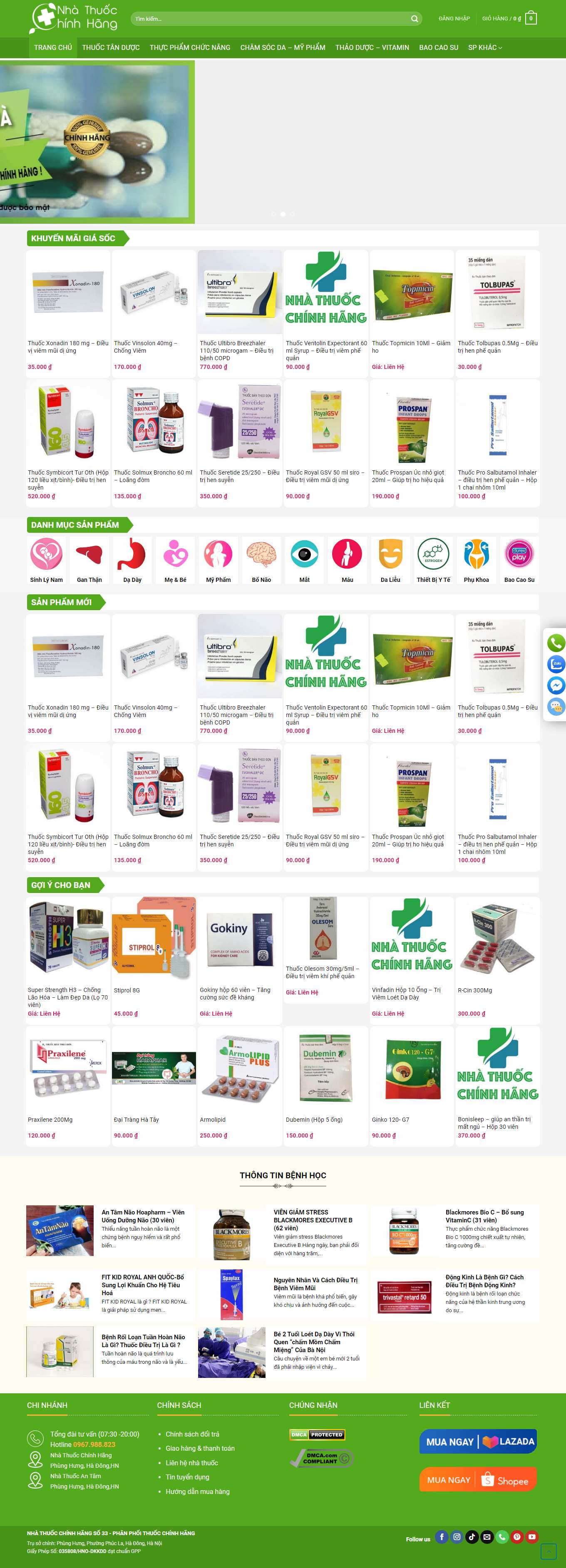 Thiết kế Web nhà thuốc nhathuocchinhhang.vn