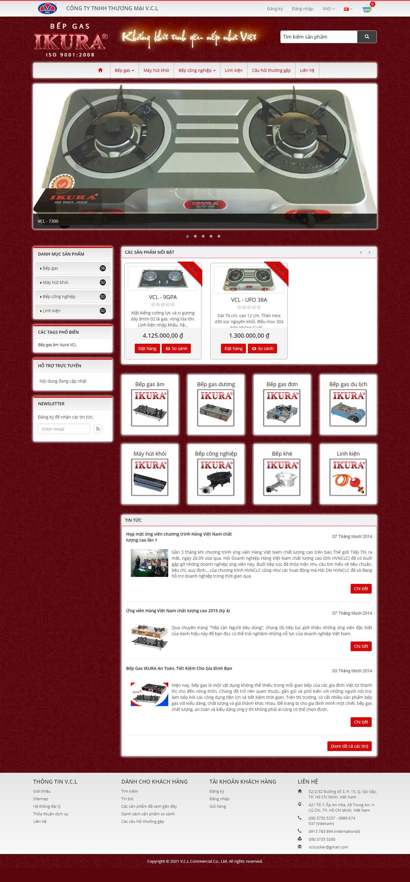 Thiết kế Web bán bếp gas vclcooker.com