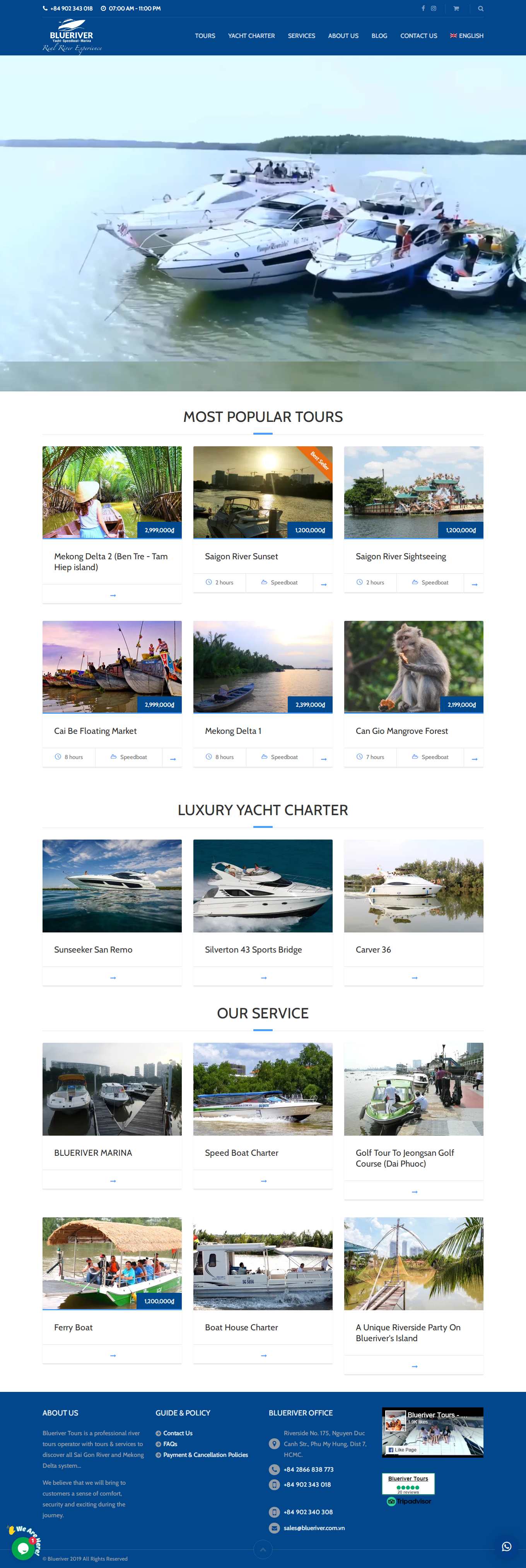 Thiết kế Web bán du thuyền cano blueriver.com.vn