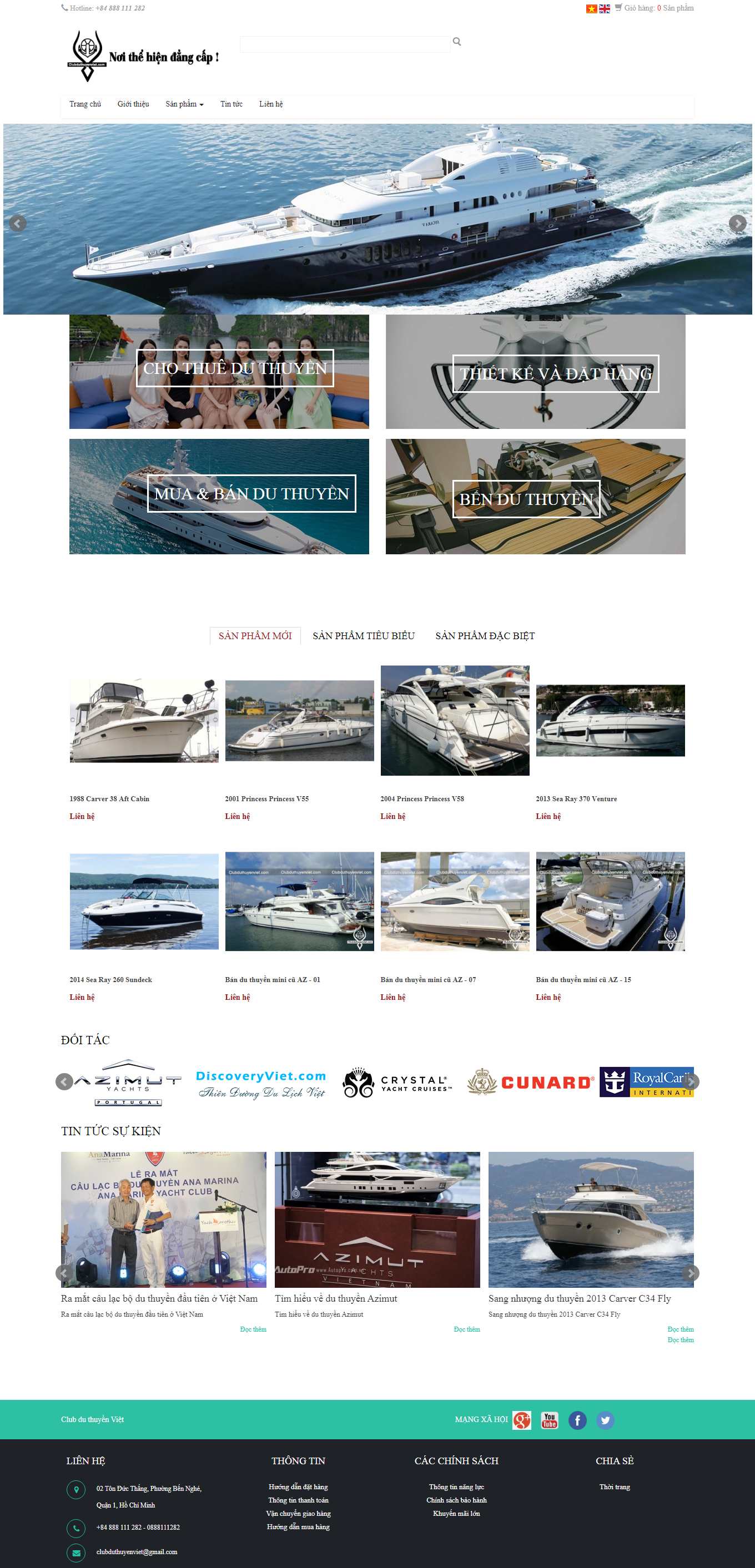 Thiết kế Web bán du thuyền cano clubduthuyenviet.com