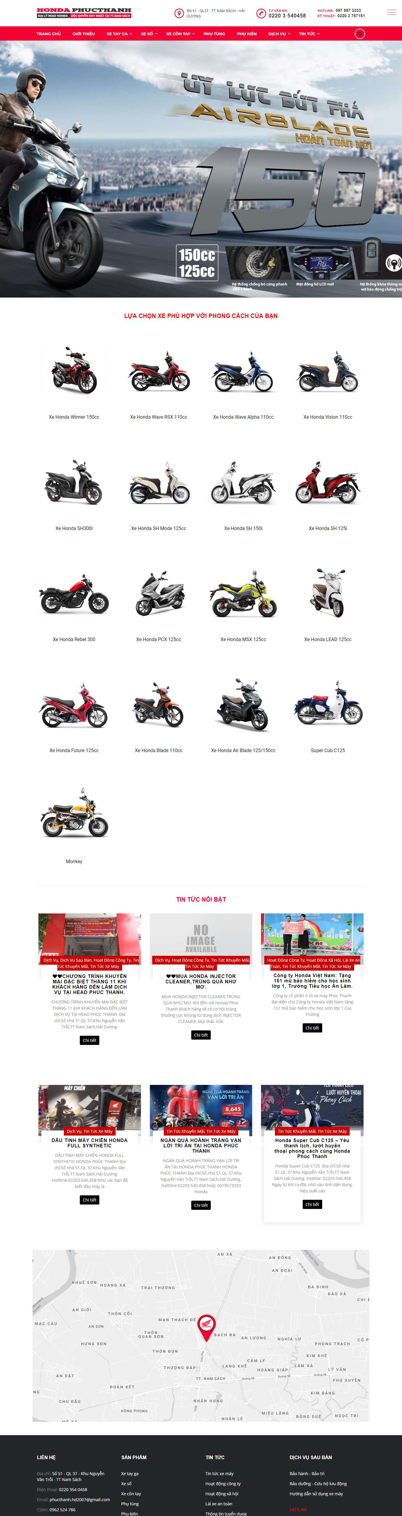 Thiết kế Web dịch vụ cứu hộ ô tô, xe máy hondaphucthanh.vn