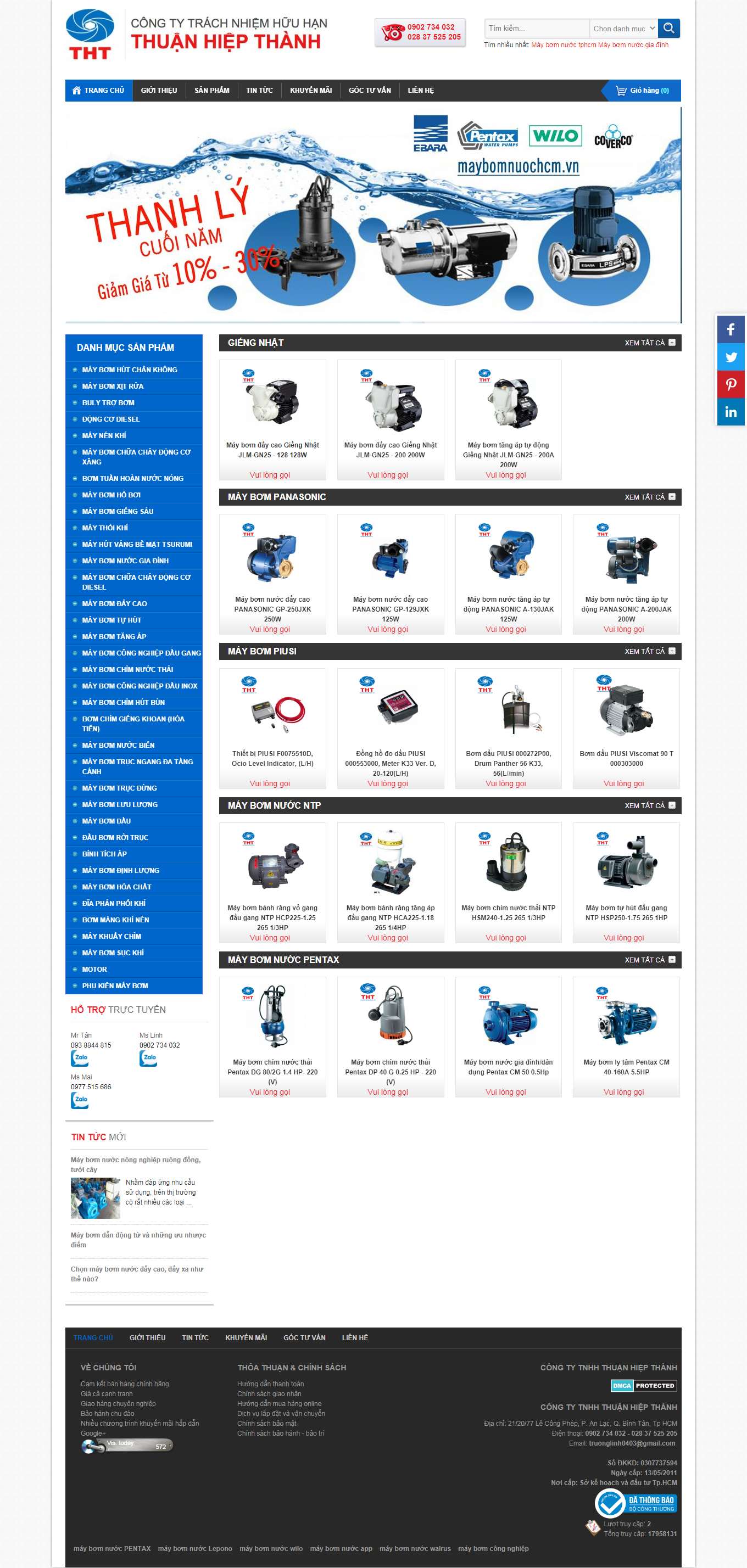 Thiết kế Web bán máy bơm maybomnuochcm.vn
