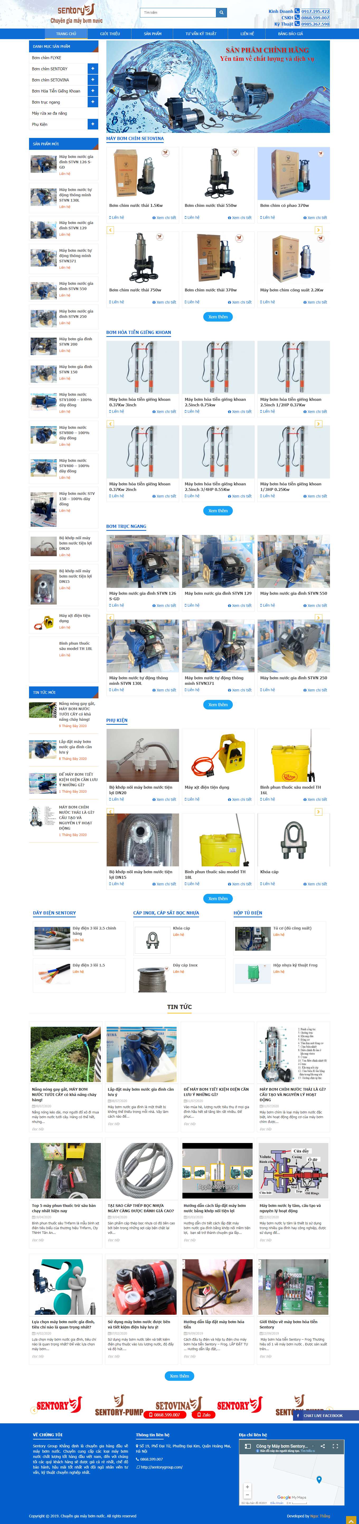 Thiết kế Web bán máy bơm sentorygroup.com