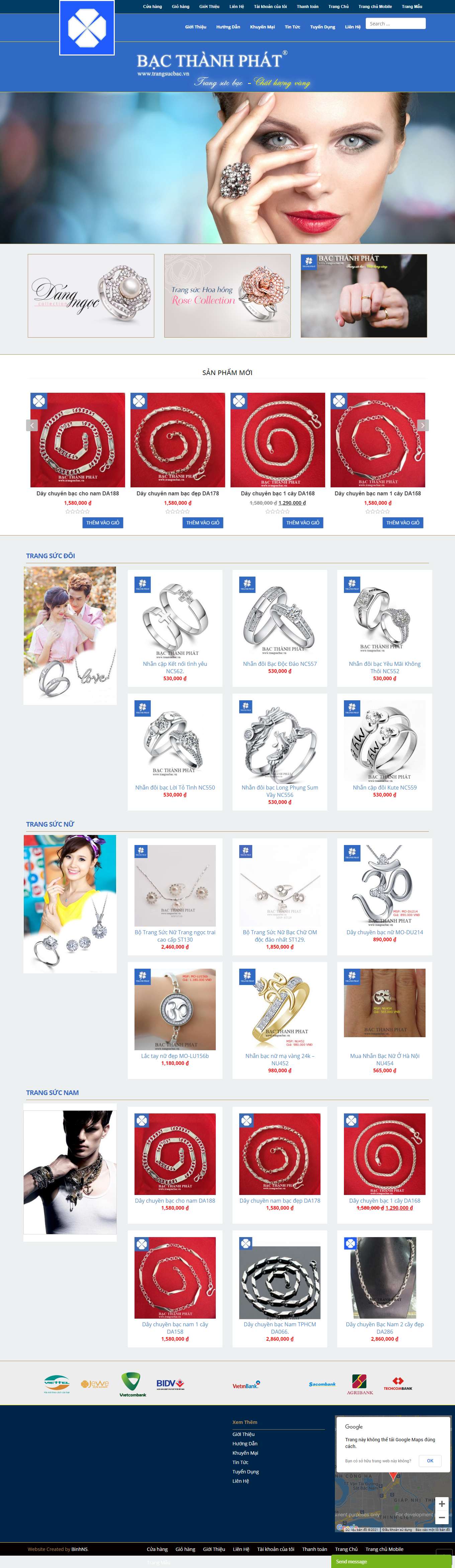 Thiết kế Web vàng bạc, đá quý, trang sức trangsucbac.vn