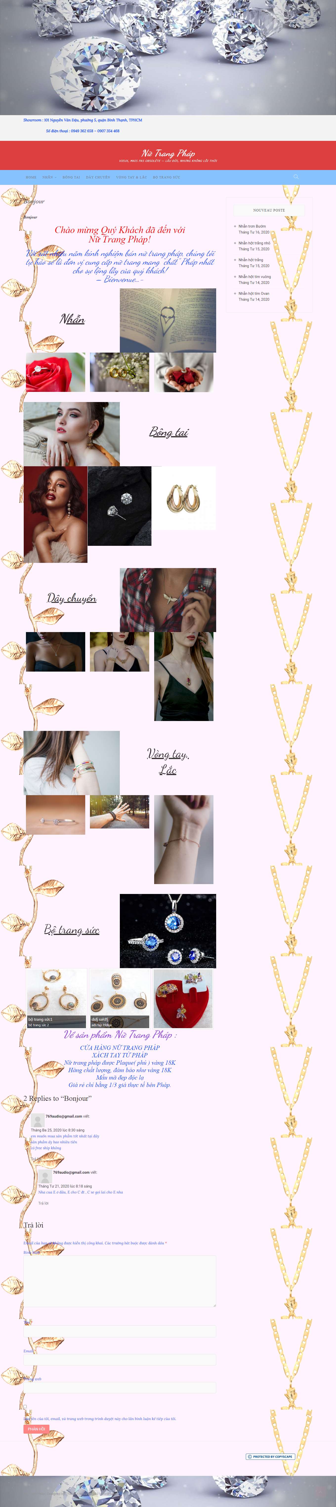 Thiết kế Web vàng bạc, đá quý, trang sức nutrangphap.com