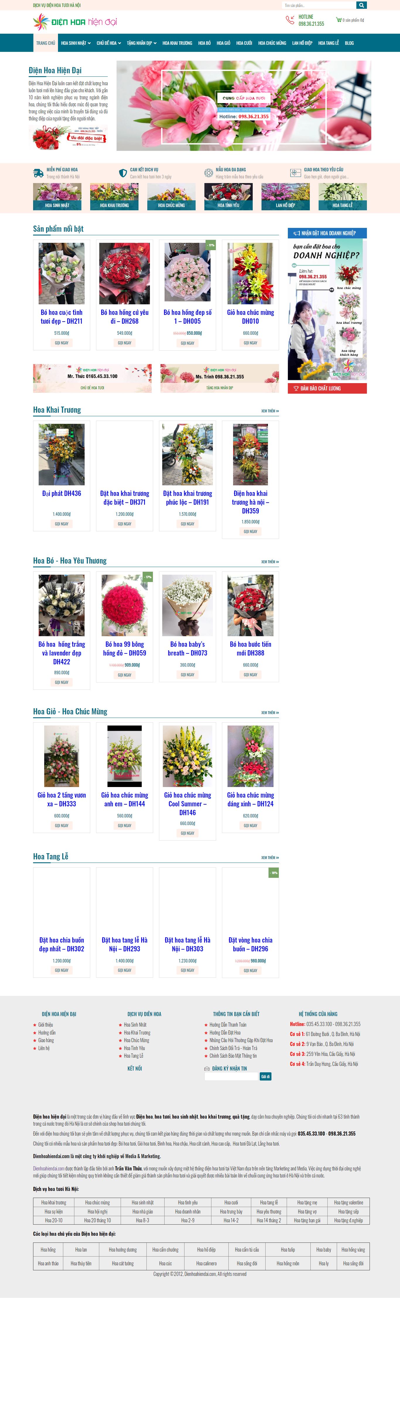 Thiết kế Web giới thiệu sản phẩm dienhoahiendai.com