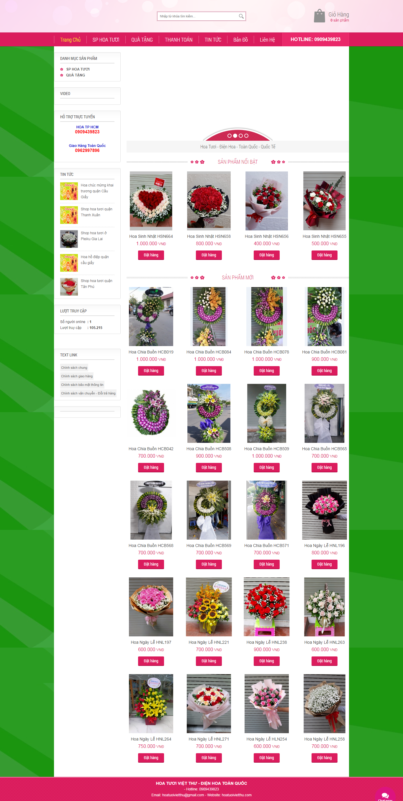 Thiết kế Web giới thiệu sản phẩm hoatuoivietthu.com