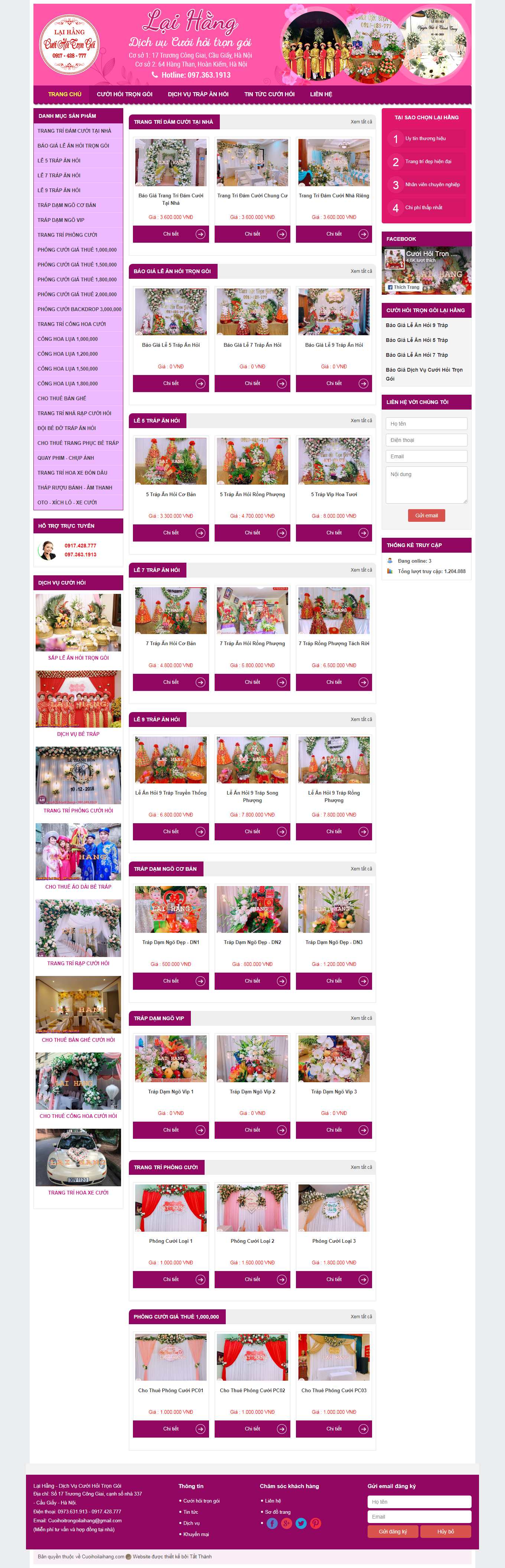 Thiết kế Web dịch vụ cưới hỏi trọn gói cuoihoilaihang.com