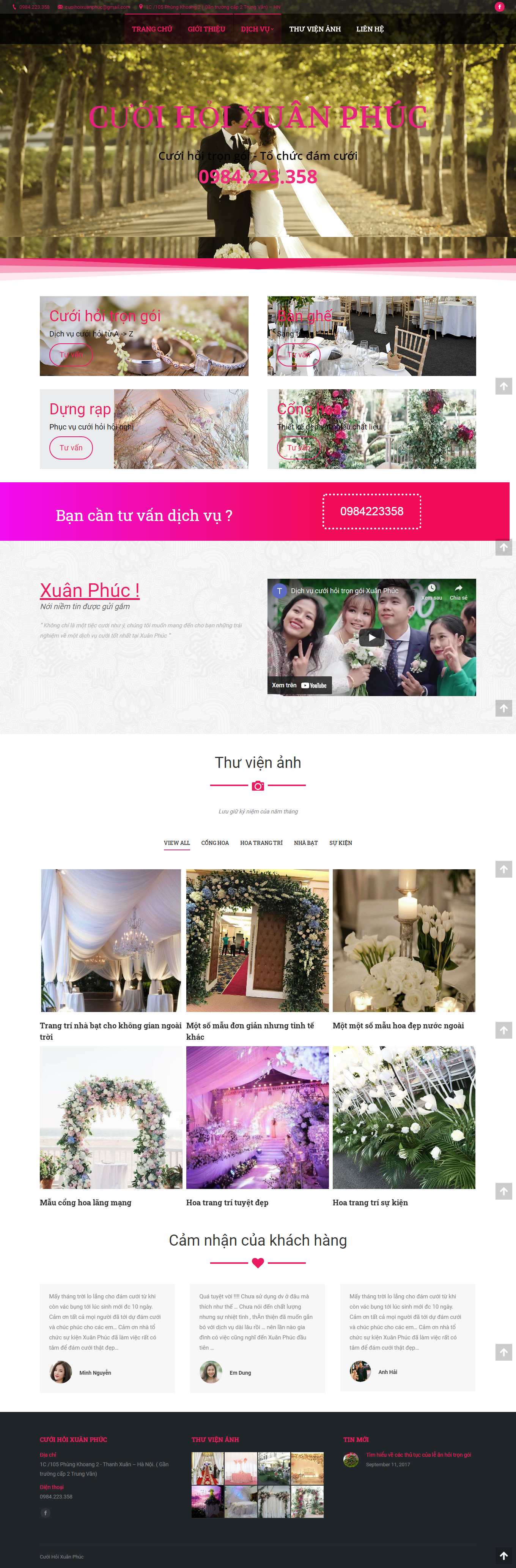 Thiết kế Web dịch vụ cưới hỏi trọn gói cuoihoixuanphuc.com