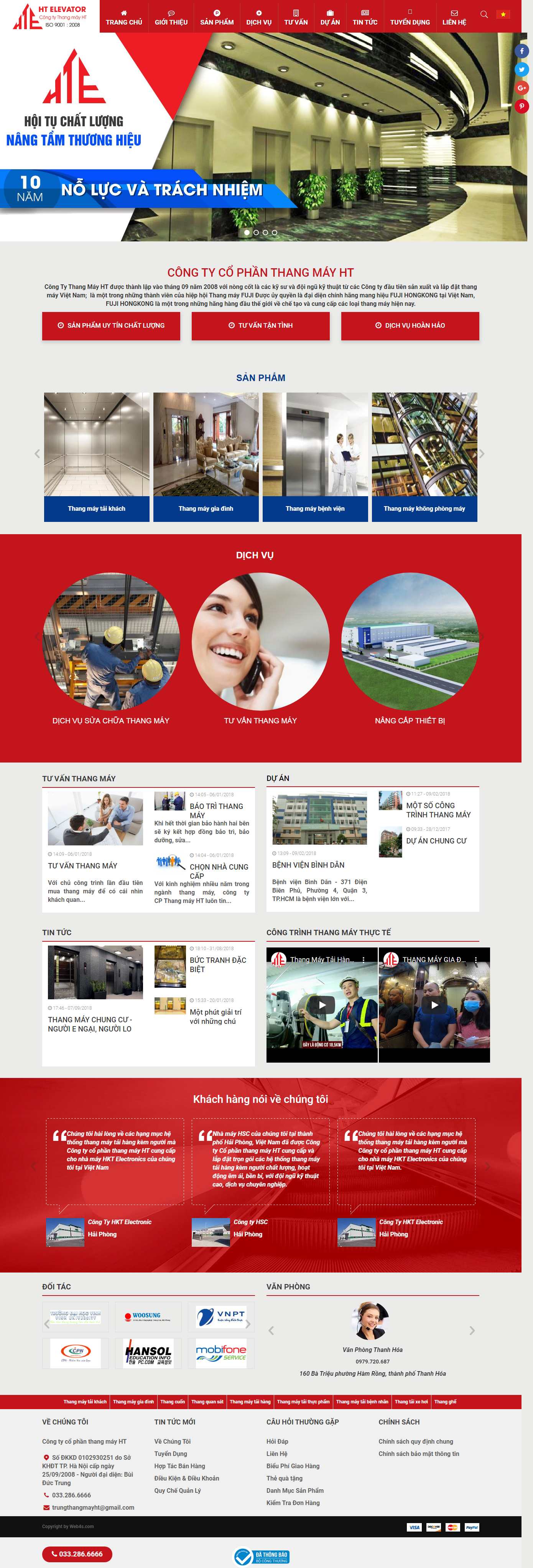 Thiết kế Web bán thang máy thangmayht.com