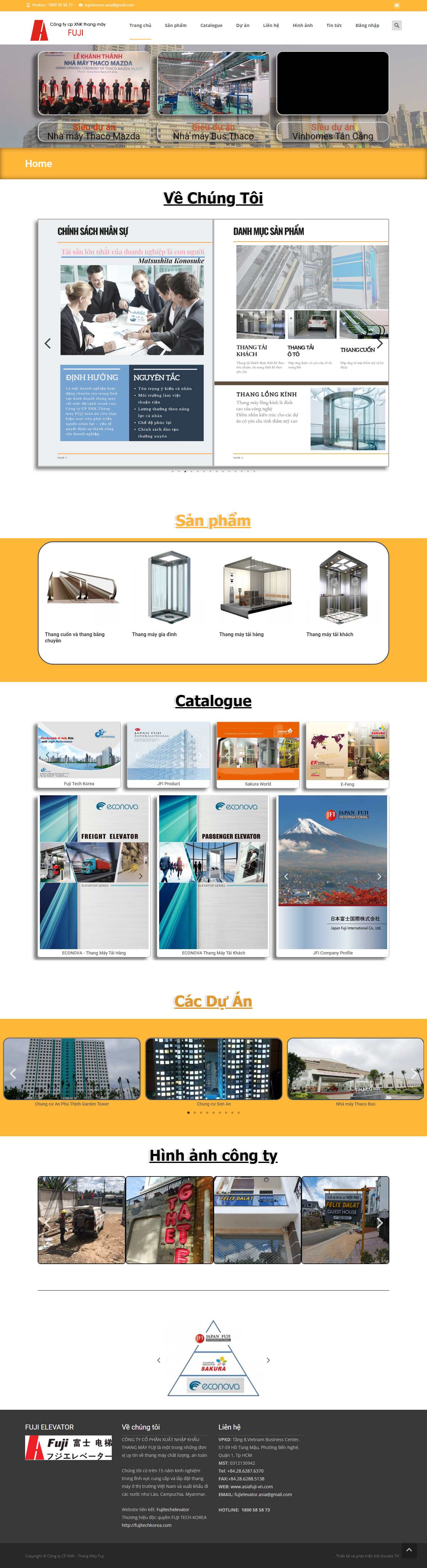 Thiết kế Web bán thang máy asiafuji-vn.com
